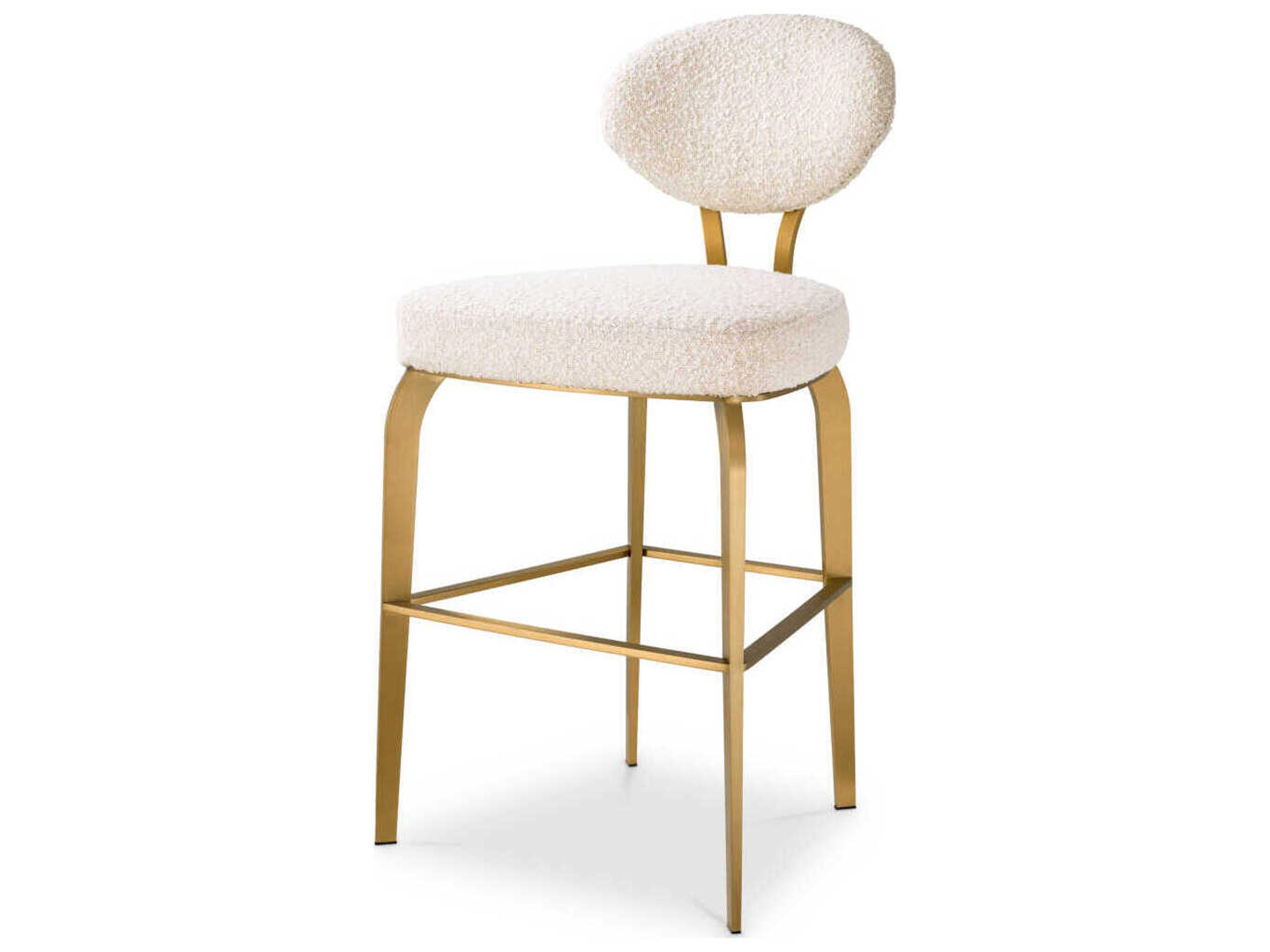 Dorrego Counter Stool Bouclé Cream and Brass