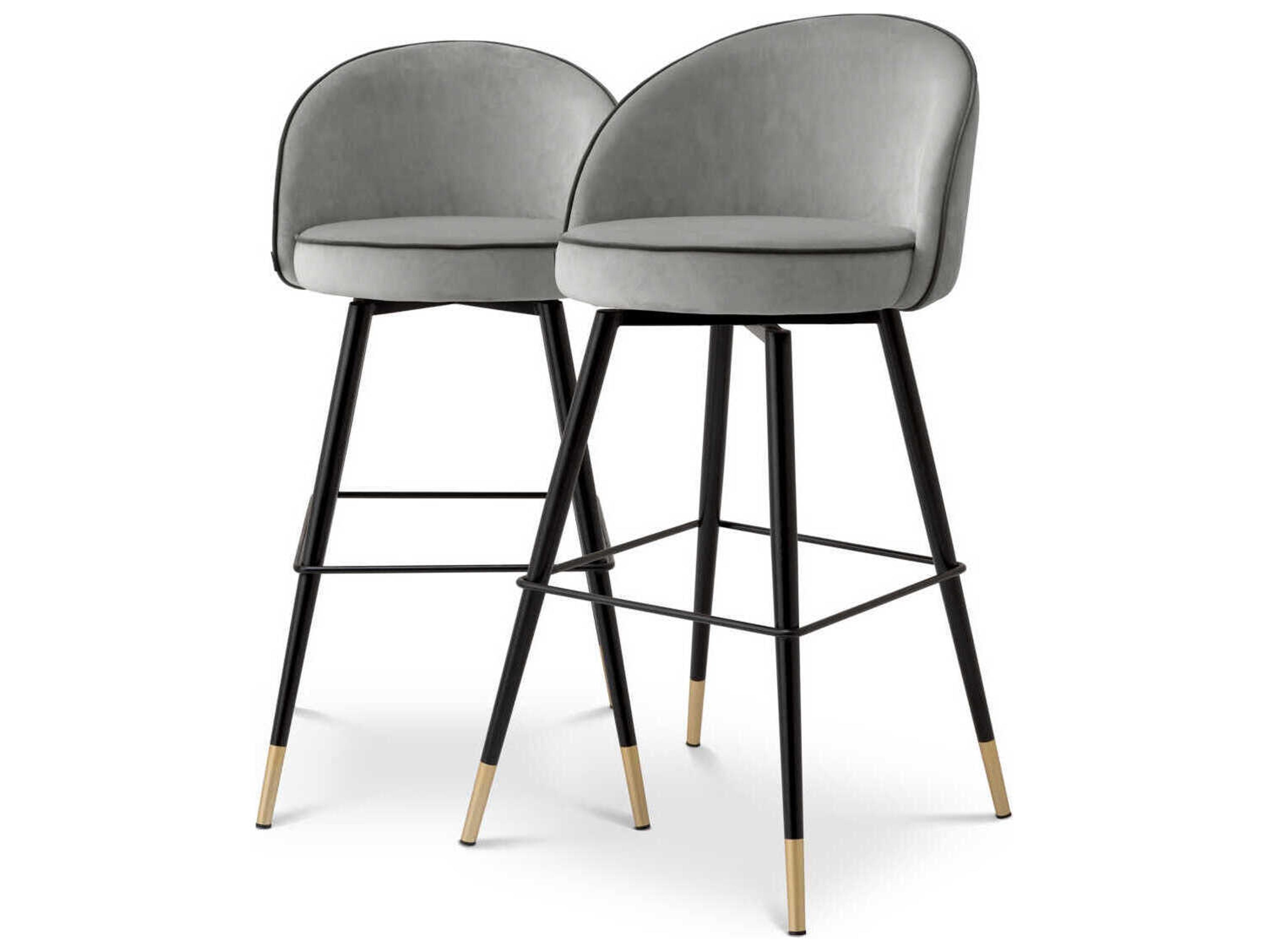 Eichholtz Cooper Velvet Upholstered Swivel Bar Stool Set of 2