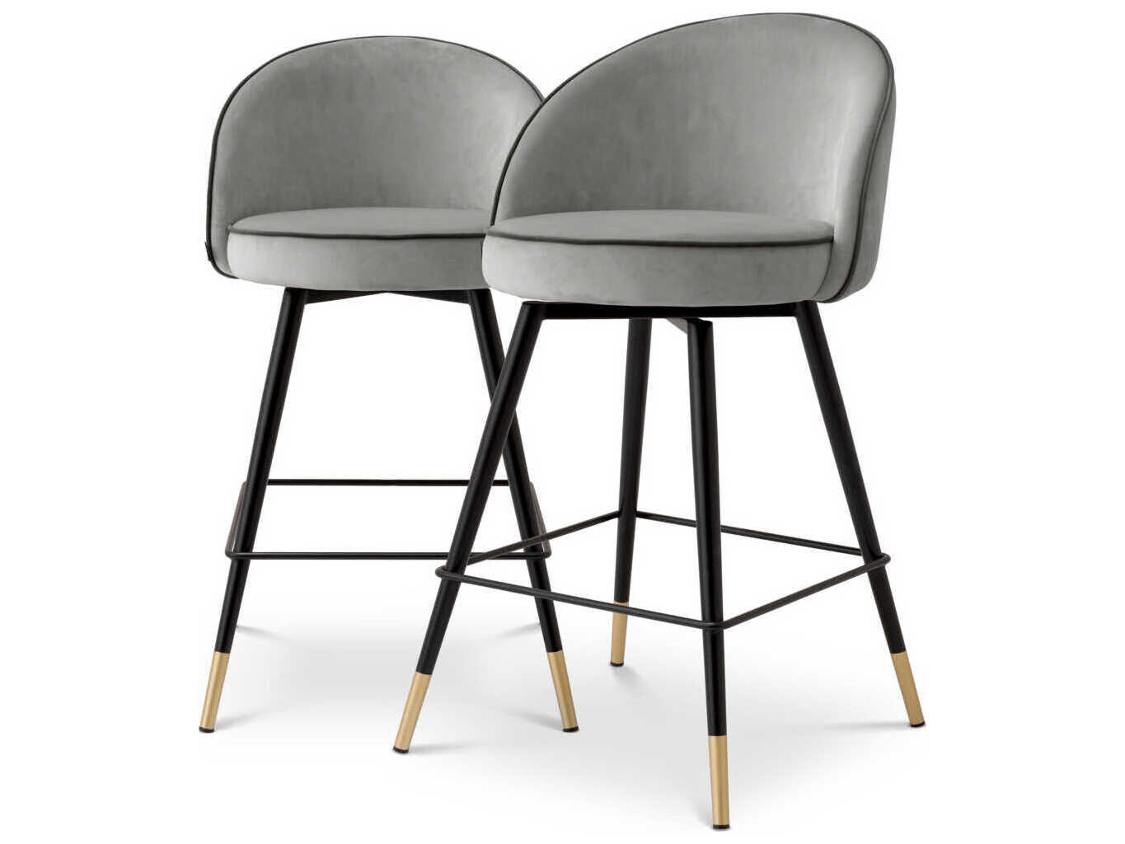 Eichholtz Cooper Velvet Upholstered Swivel Counter Stool Set of 2