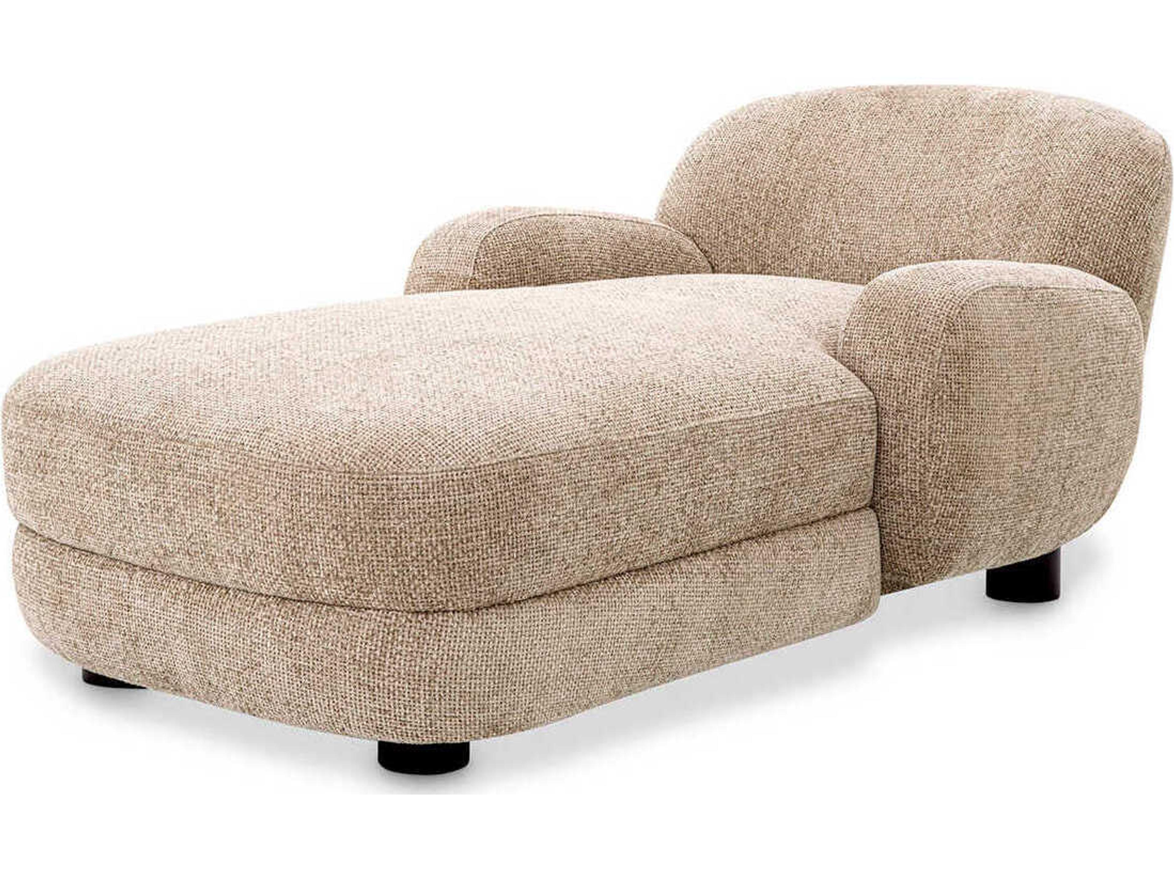 Chaise Lyssa Sand Black Feet Beige Upholstered