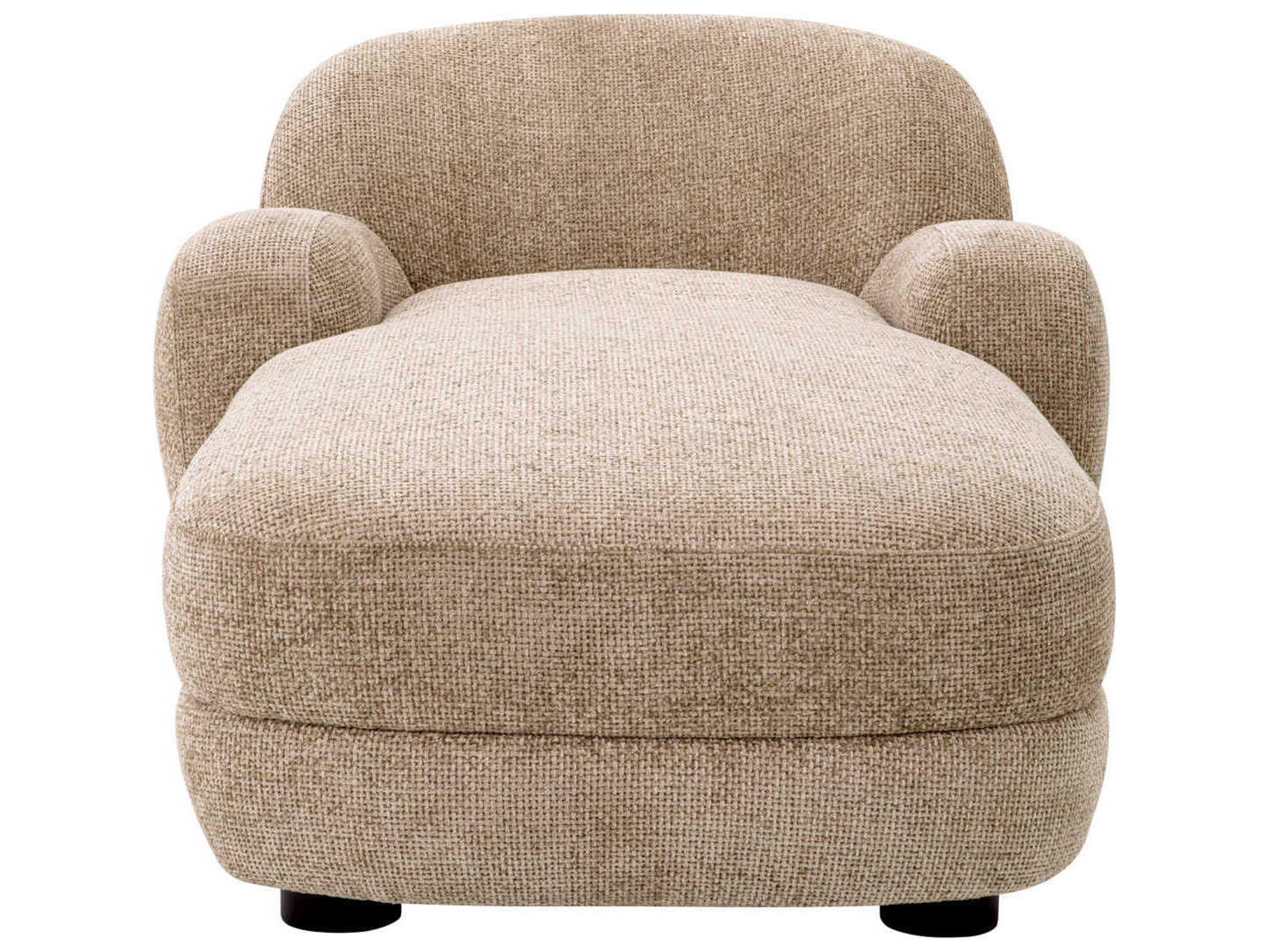 Eichholtz Chaise Lyssa Sand Black Feet Beige Upholstered