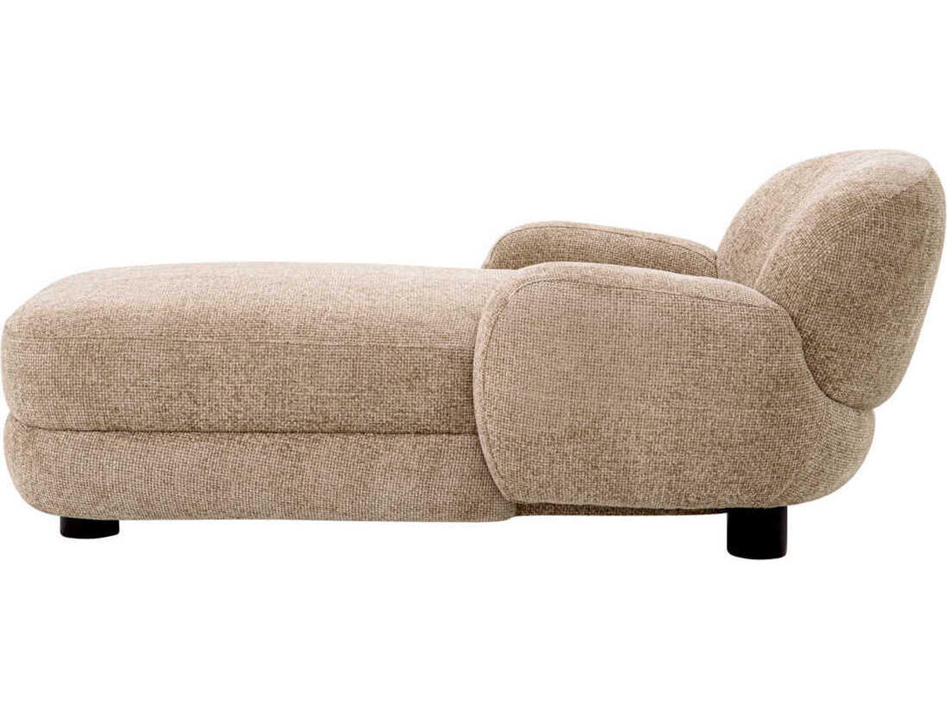 Eichholtz Chaise Lyssa Sand Black Feet Beige Upholstered