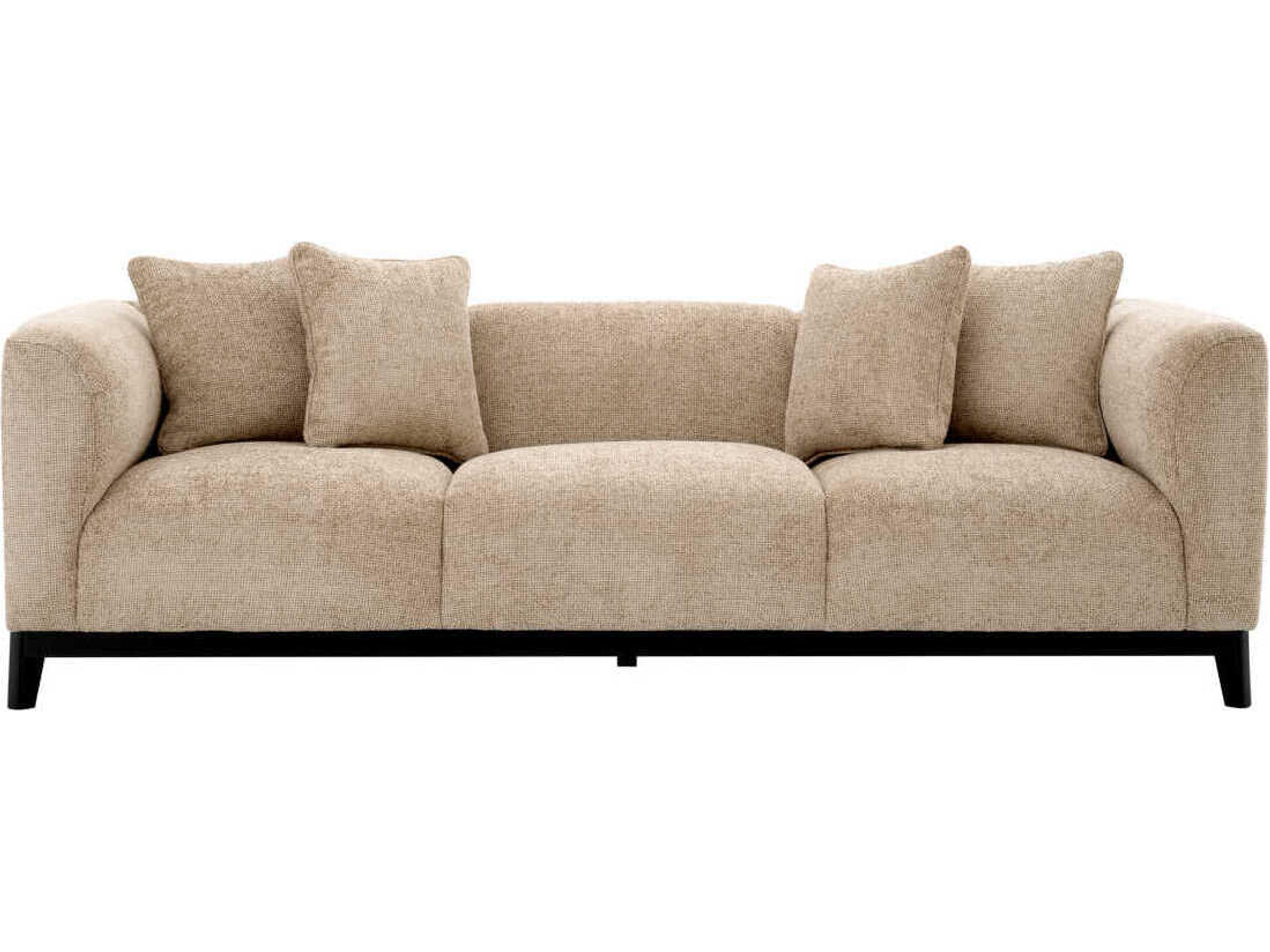 Eichholtz Corso Lyssa Sand Black Base Beige Upholstered Sofa