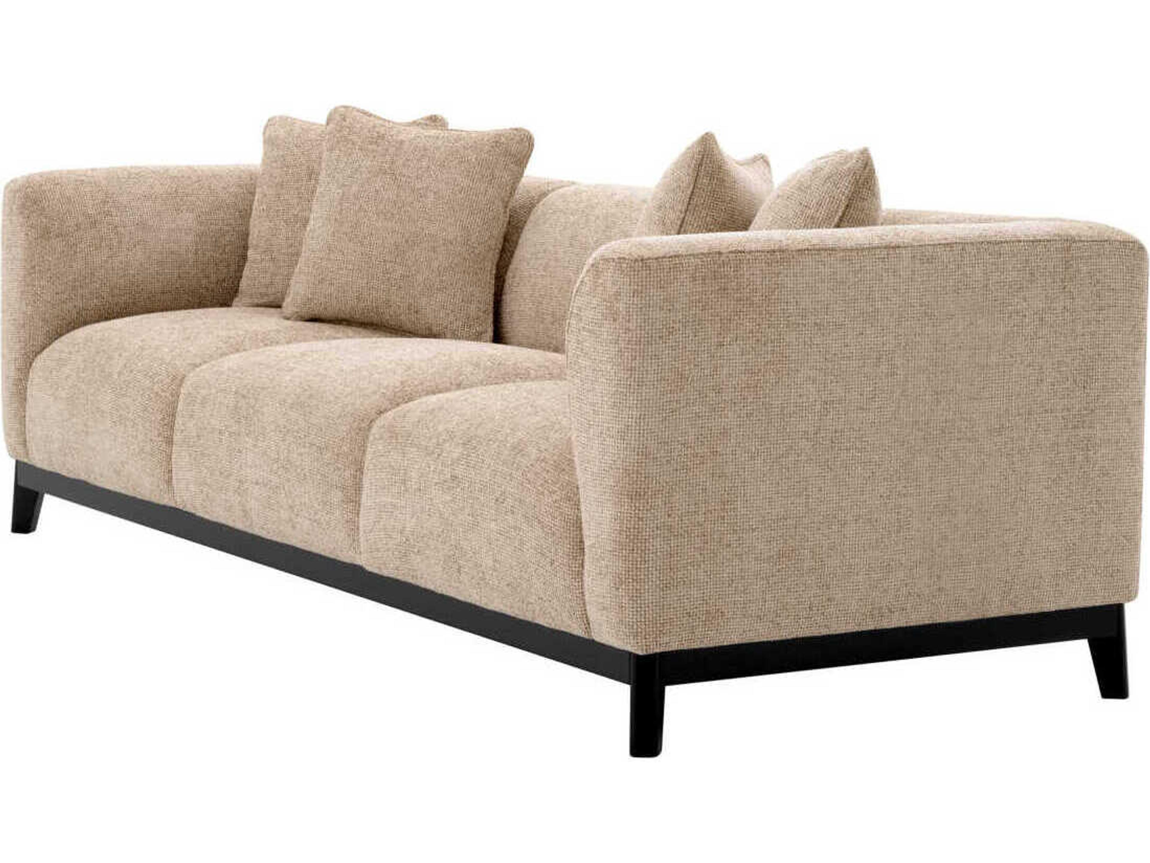 Eichholtz Corso Lyssa Sand Black Base Beige Upholstered Sofa