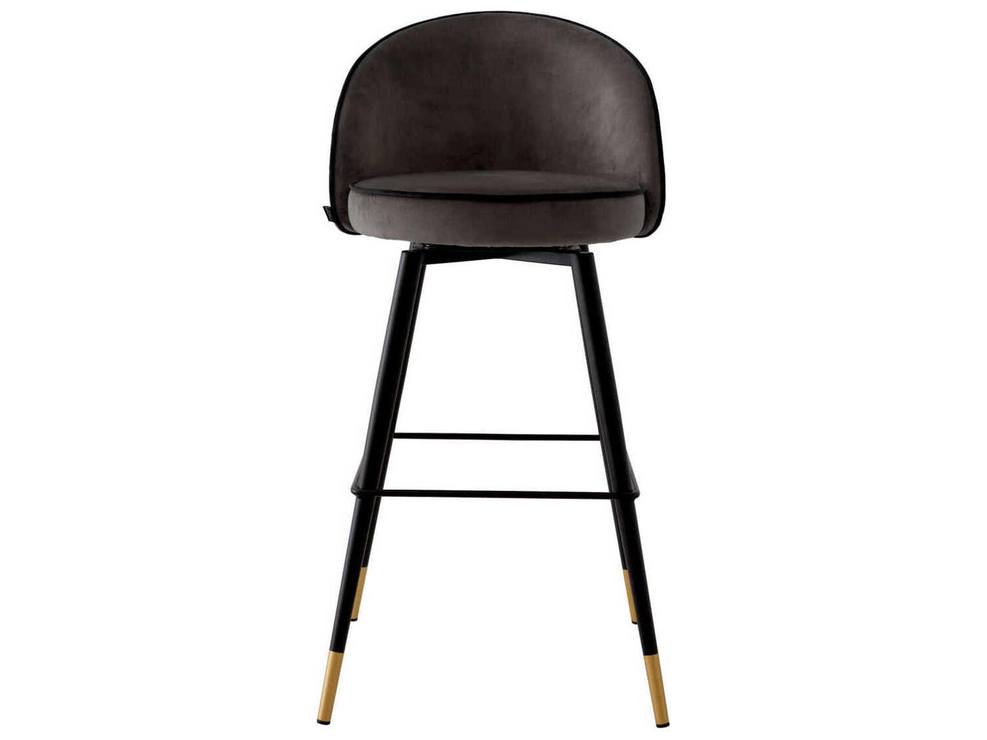 Eichholtz Cooper Velvet Upholstered Swivel Bar Stool Set of 2