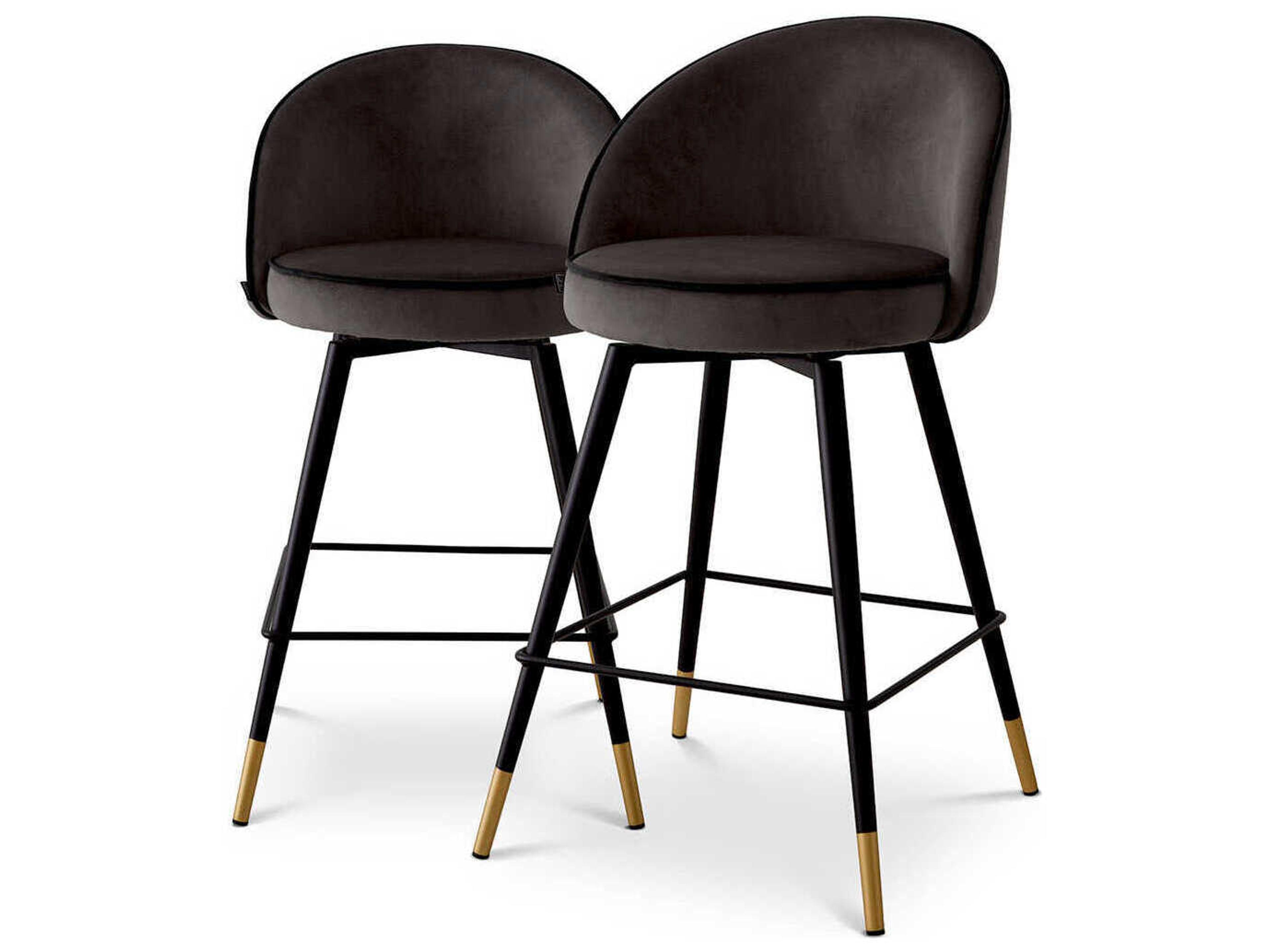 Eichholtz Cooper Velvet Upholstered Swivel Counter Stool Set of 2