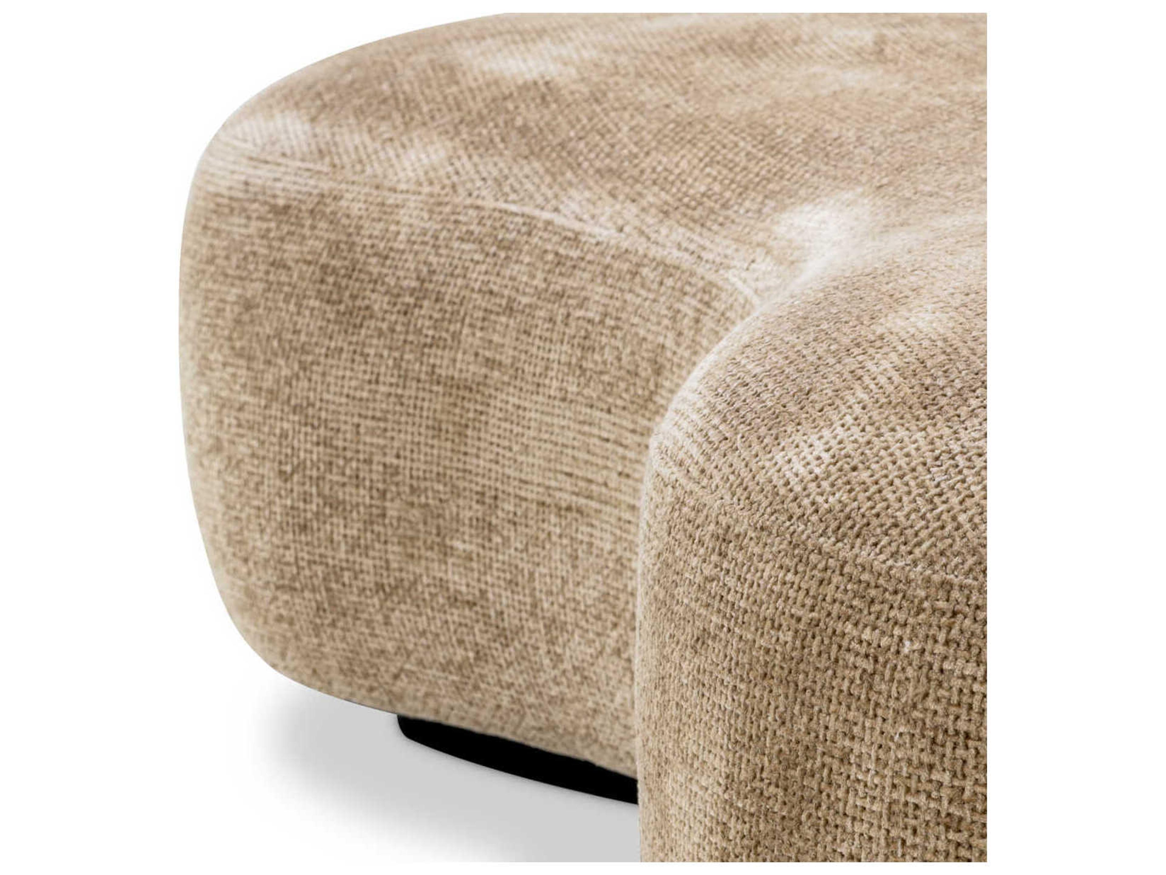 Eichholtz Bjorn Lyssa Sand Black Base Beige Upholstered Accent Bench