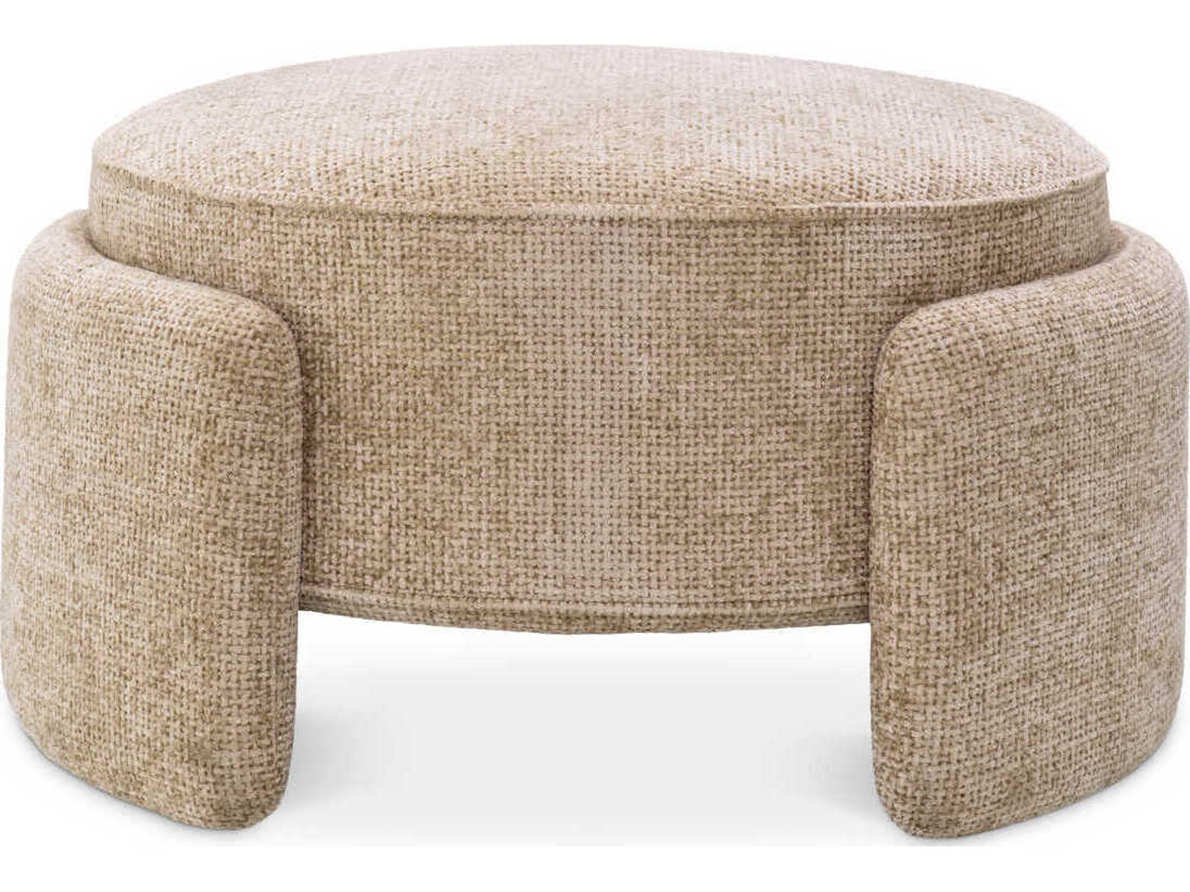 Eichholtz Ortega Lyssa Sand Beige Upholstered Accent Stool