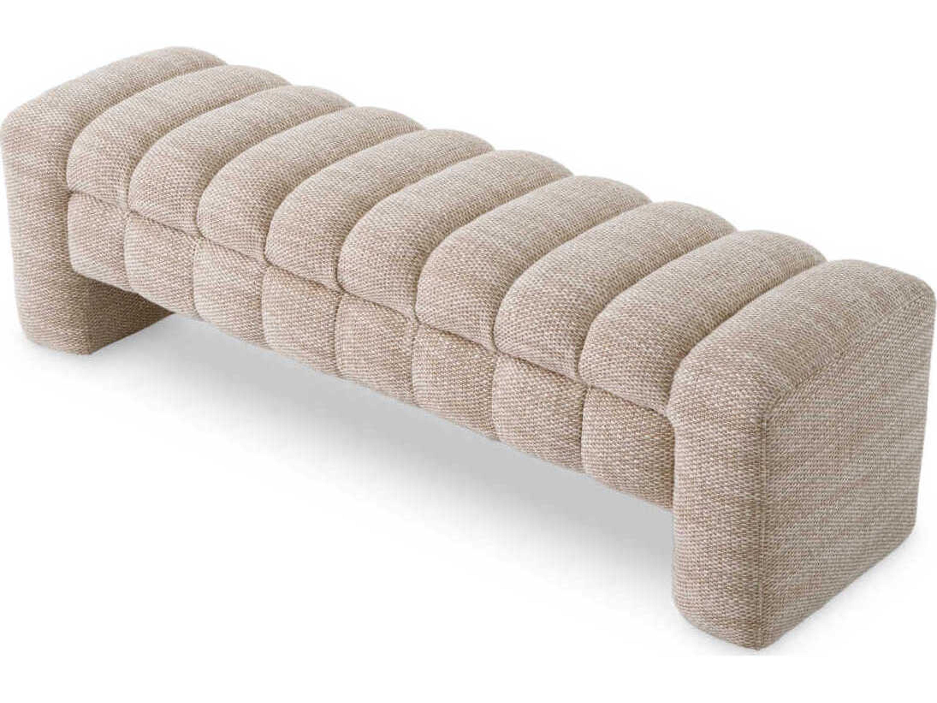 Eichholtz Taranto Skyward Sand Beige Upholstered Accent Bench