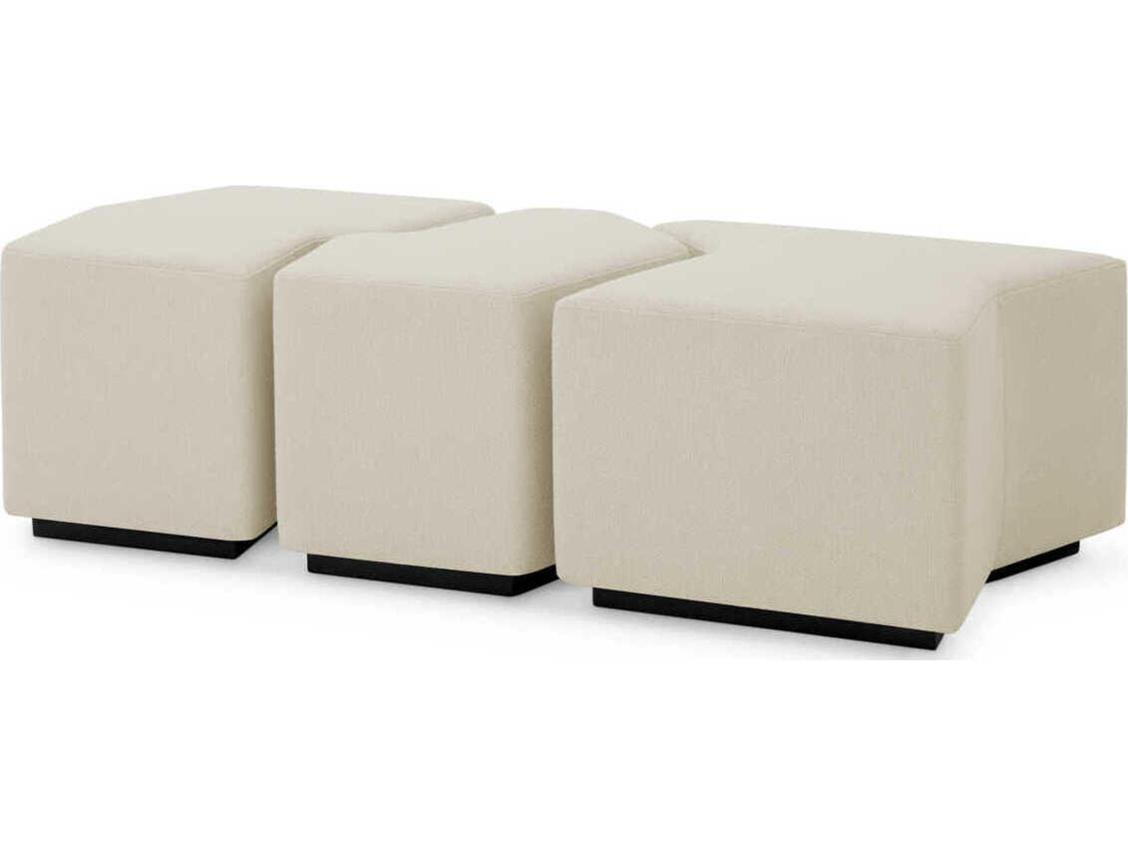 Filbert Stool Set of 3 Rêve Cream Upholstered Accent