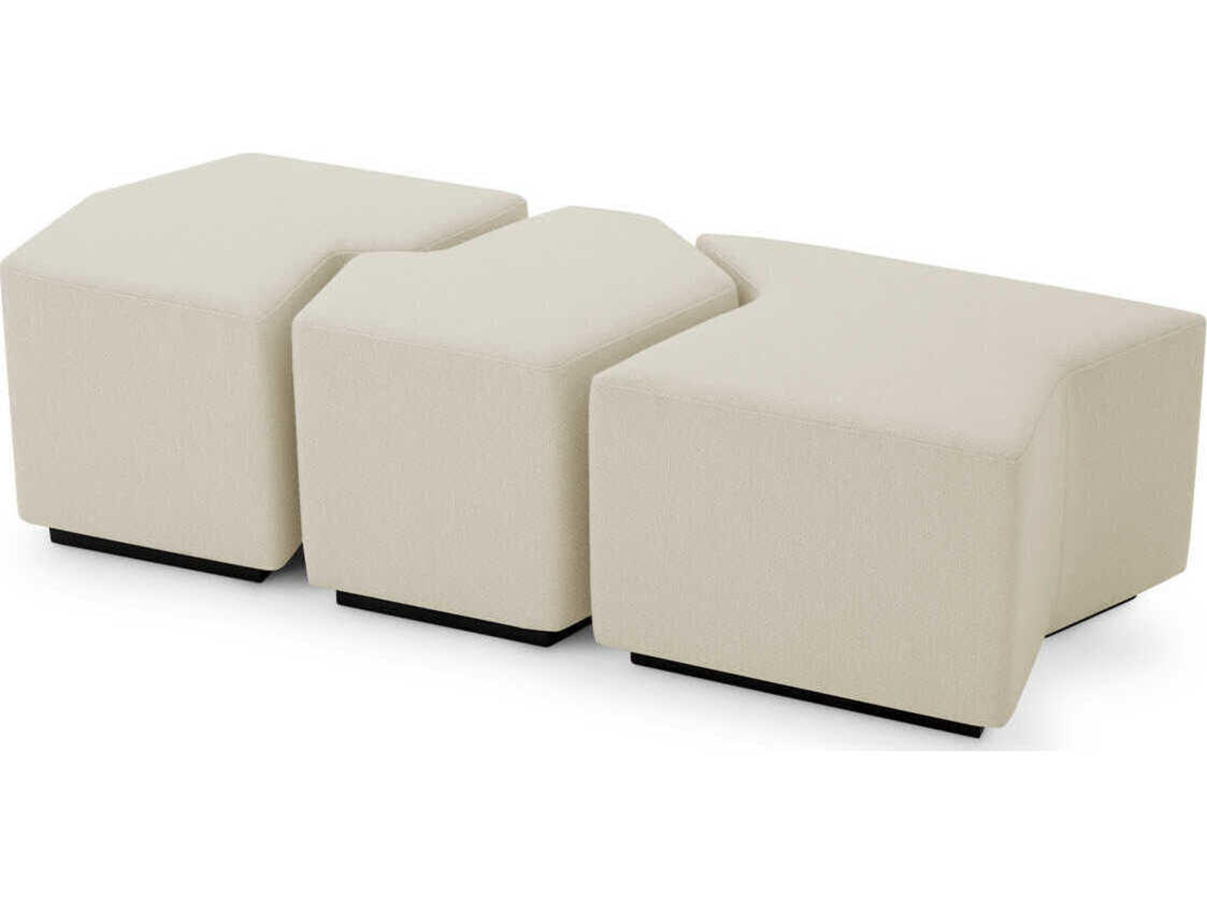 Eichholtz Filbert Reve Cream Upholstered Accent Stool Set of 3