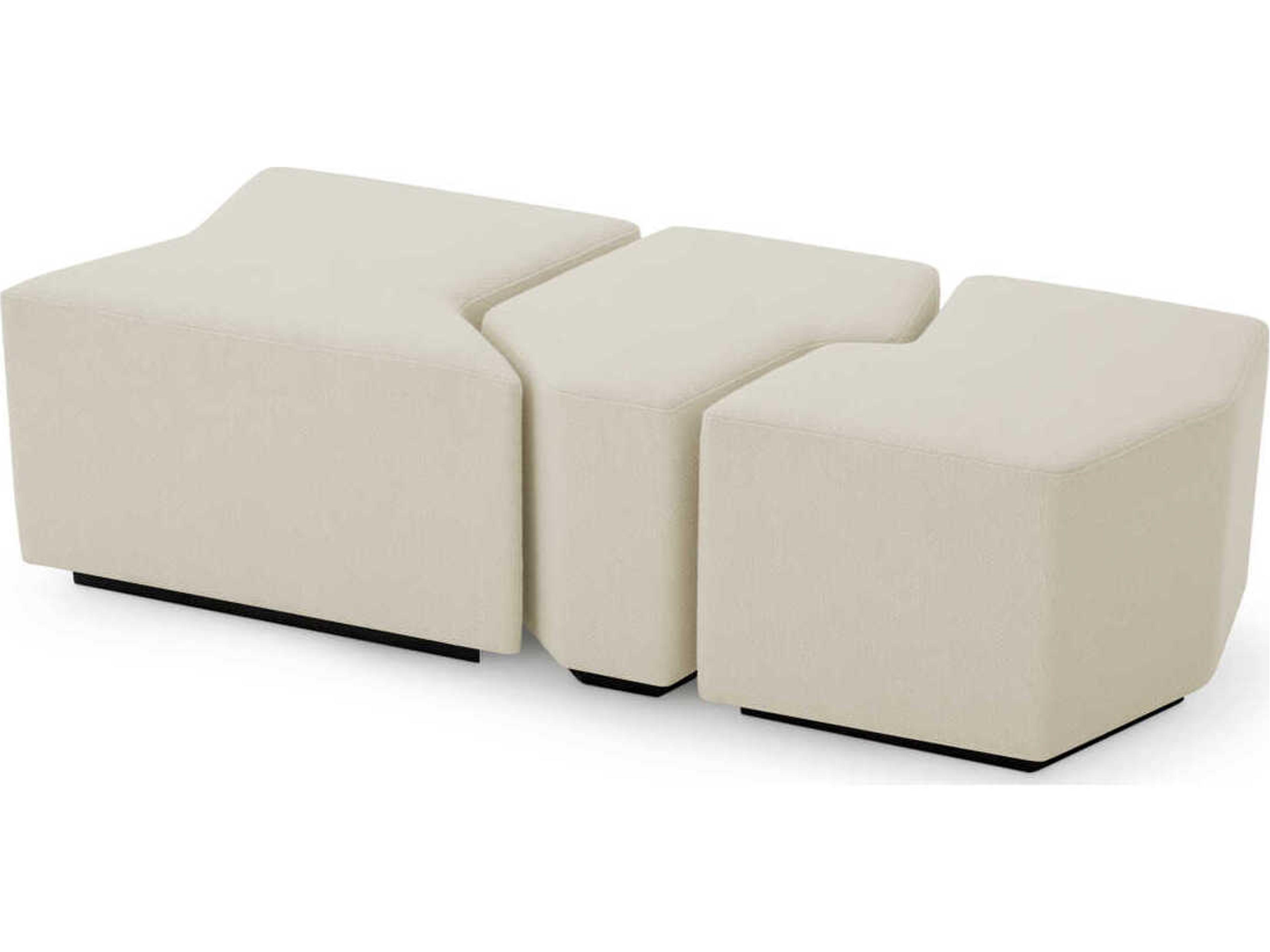 Eichholtz Filbert Reve Cream Upholstered Accent Stool Set of 3
