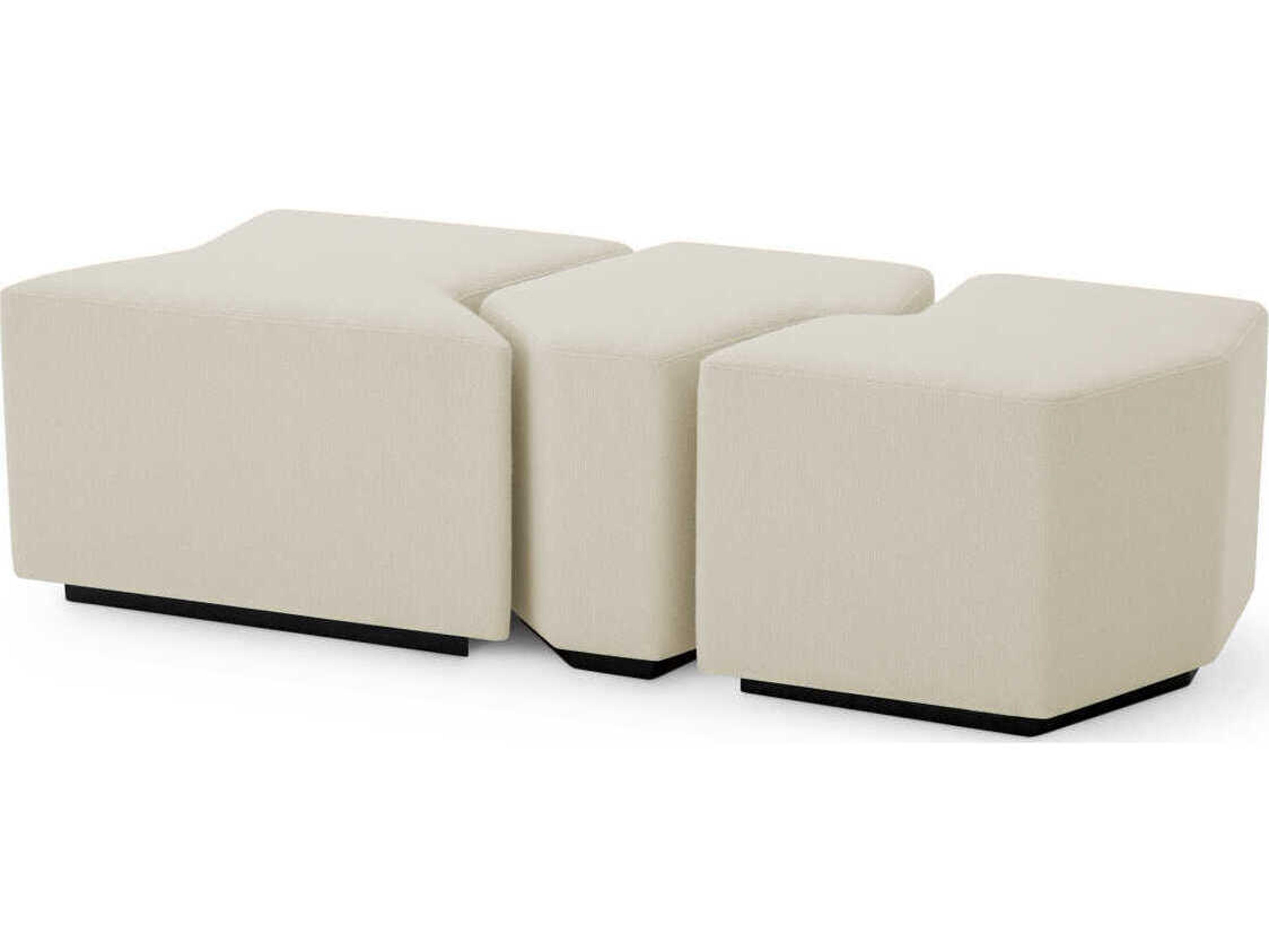 Eichholtz Filbert Reve Cream Upholstered Accent Stool Set of 3