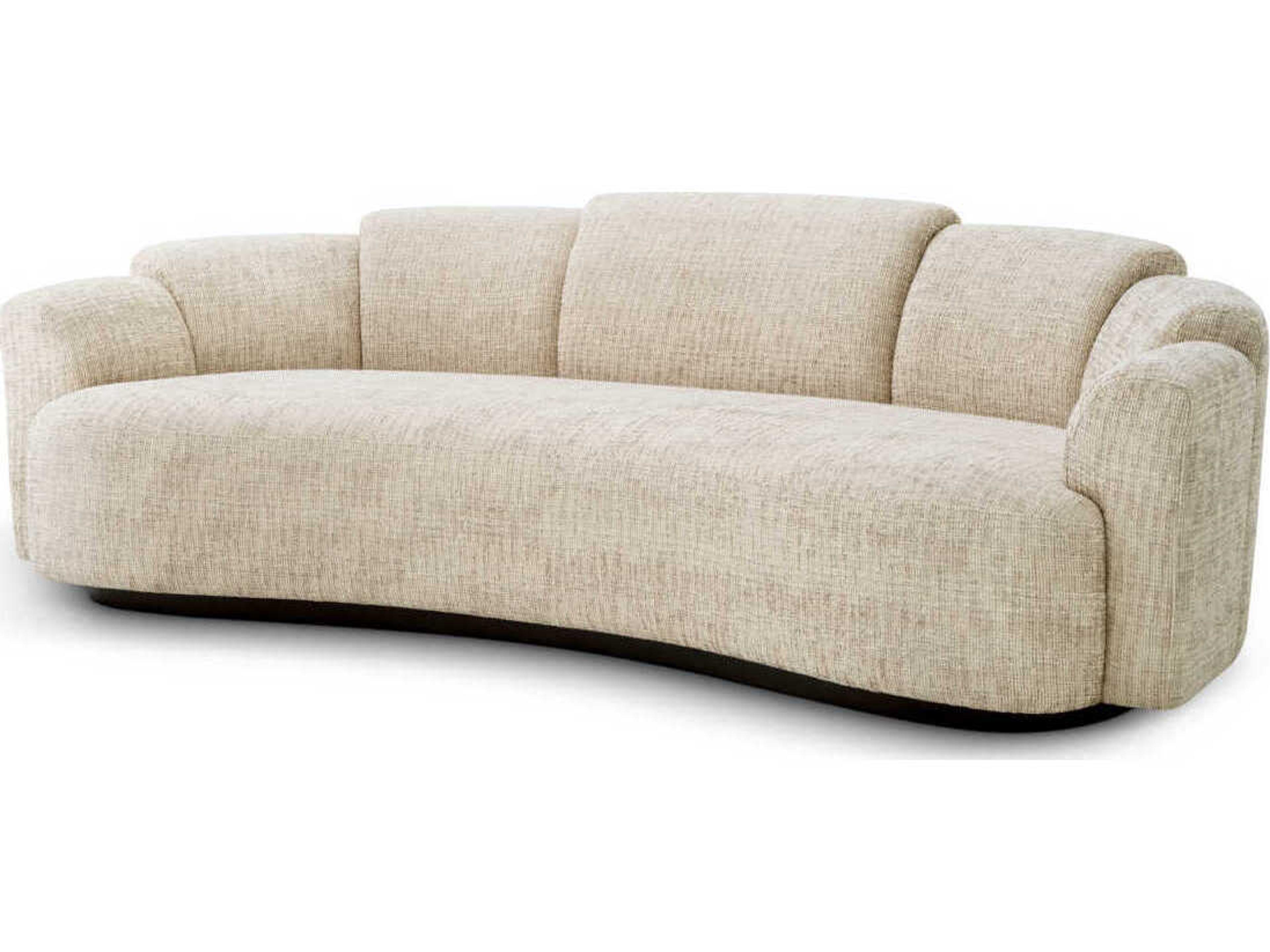 Marbella Creststone Beige Black Wooden Base Upholstered Sofa