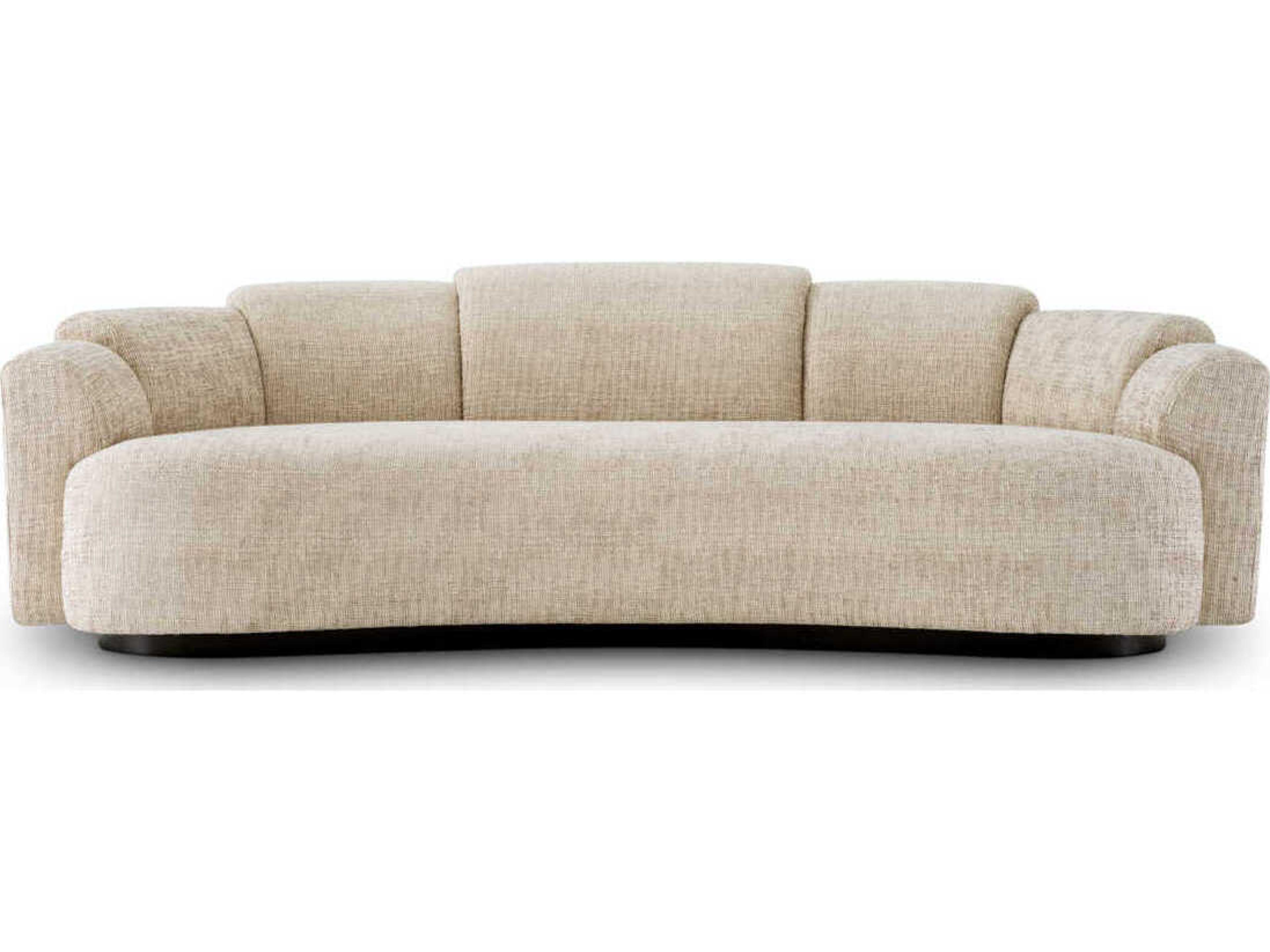 Eichholtz Marbella Creststone Beige Black Wooden Base Upholstered Sofa