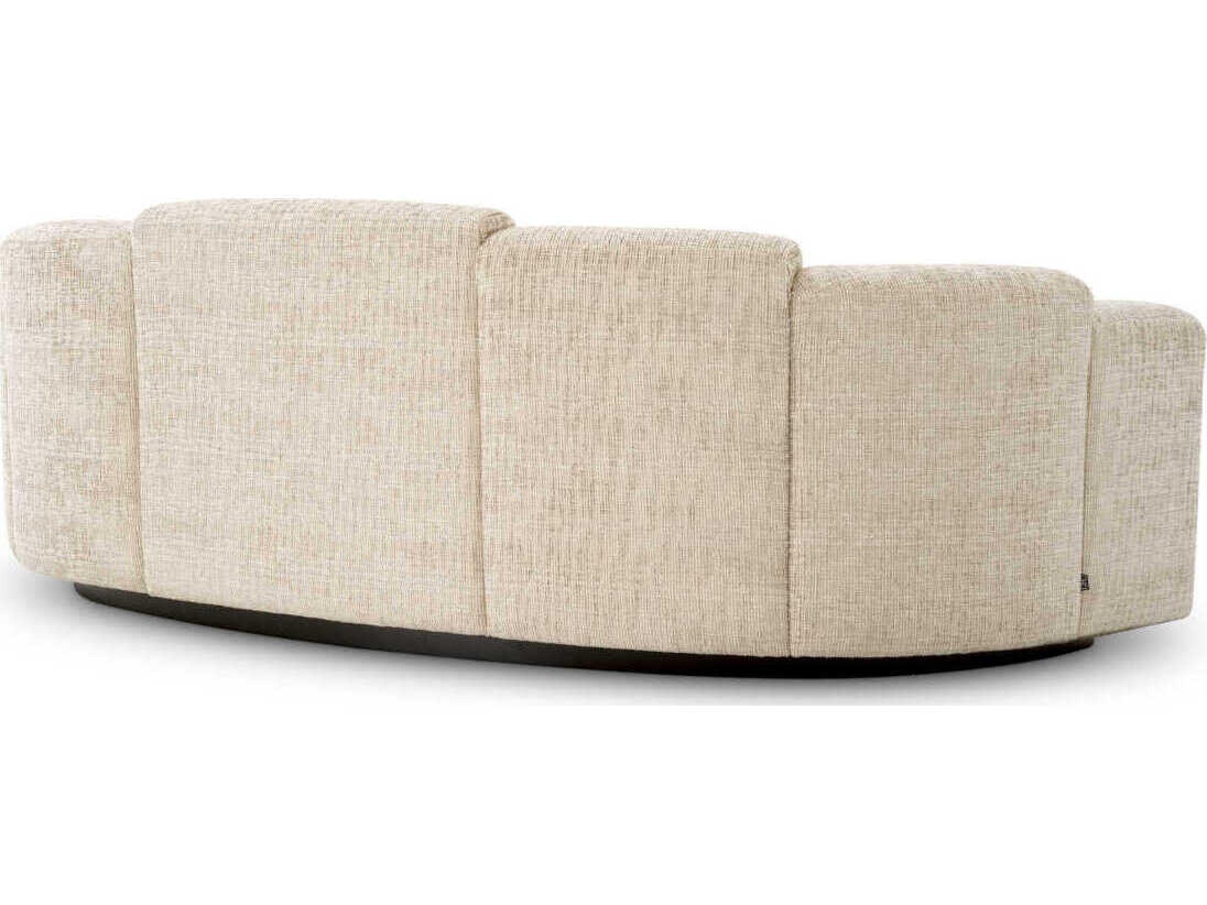 Eichholtz Marbella Creststone Beige Black Wooden Base Upholstered Sofa