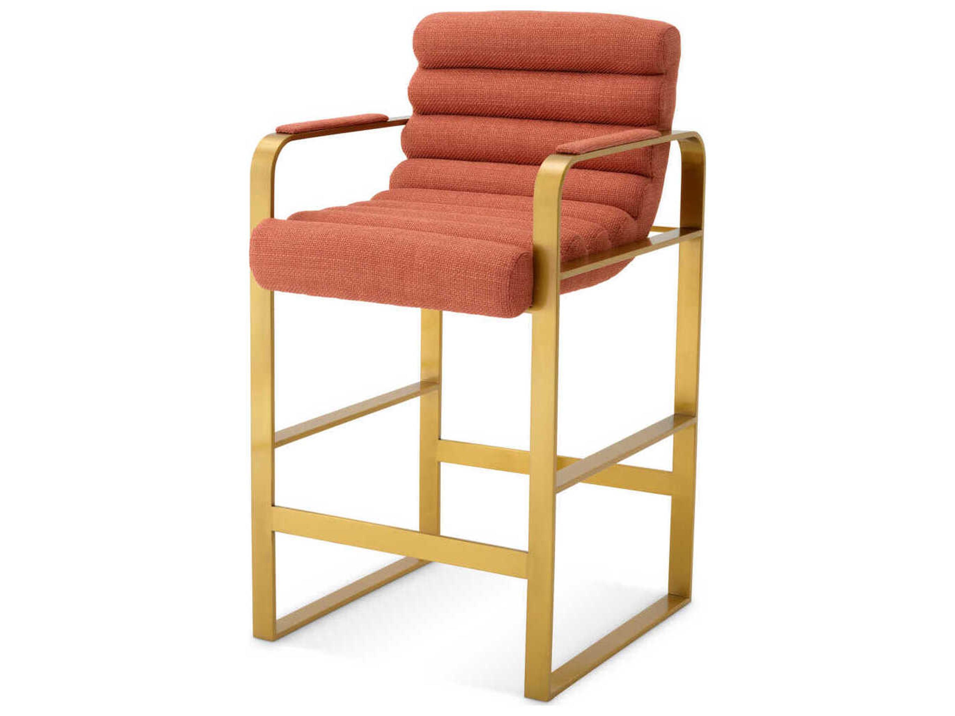 Olsen Counter Stool in Scalea Orange and Brushed Brass