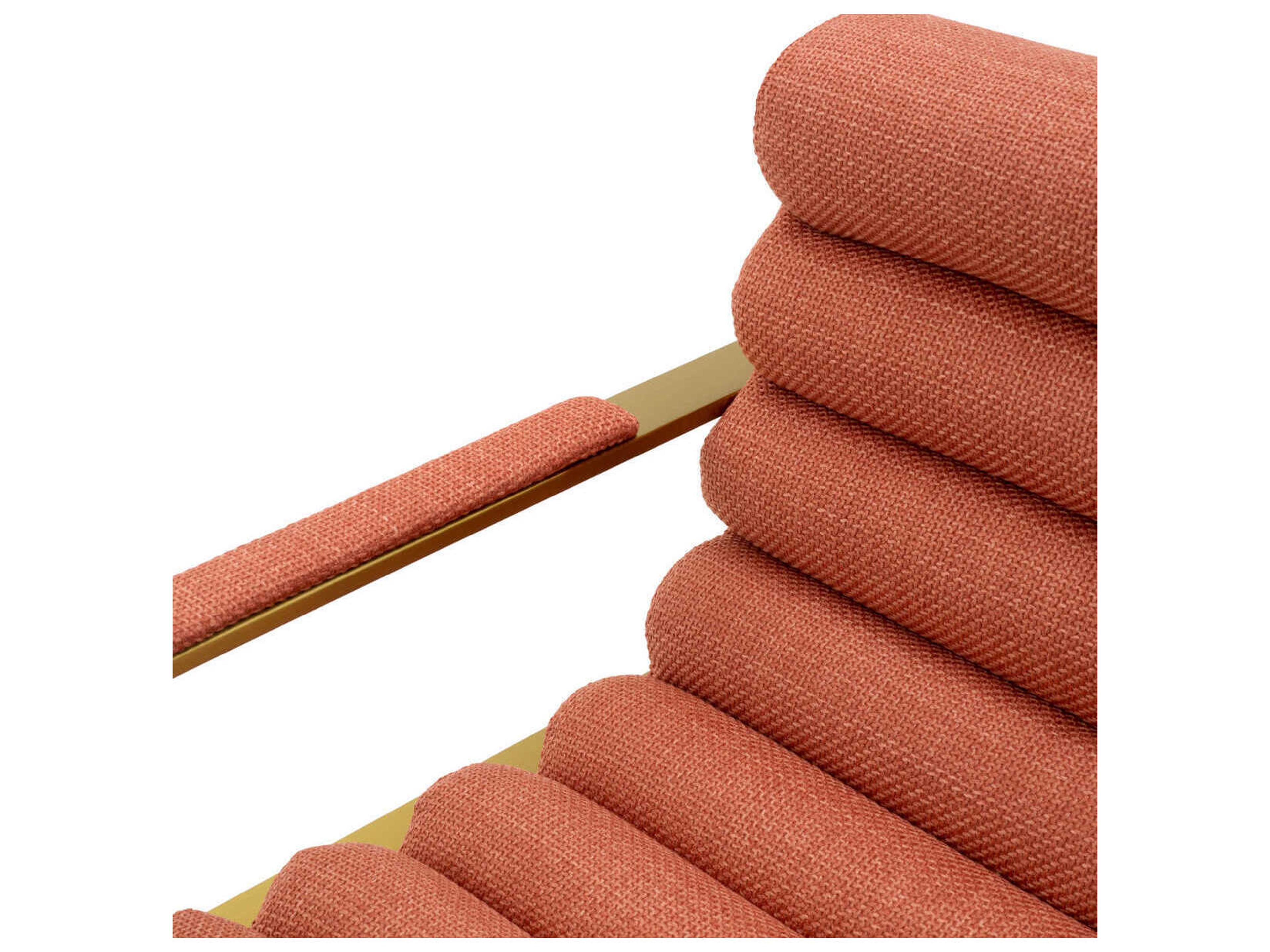 Eichholtz Olsen Brushed Brass Scalea Orange Upholstered Counter Stool