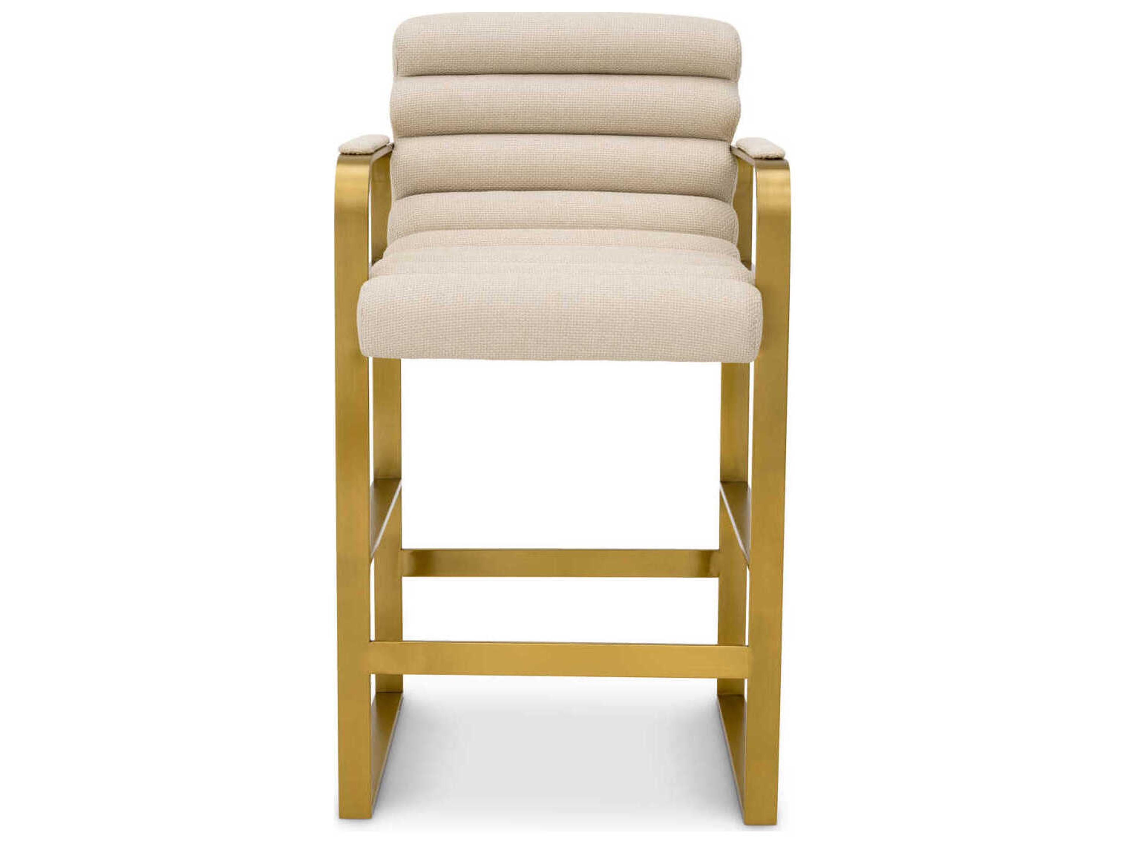 Eichholtz Olsen Brushed Brass Scalea Sand Upholstered Counter Stool