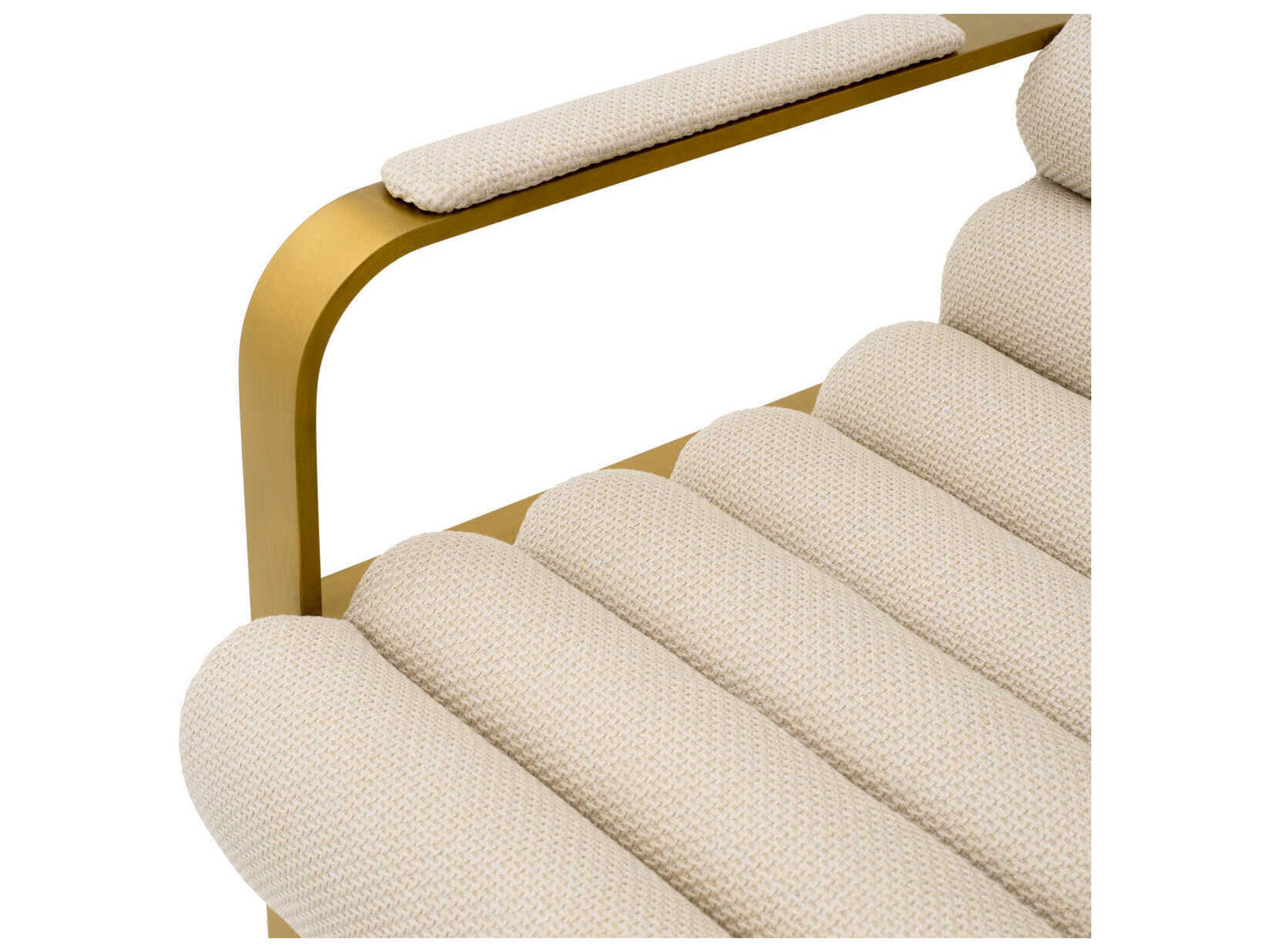 Eichholtz Olsen Brushed Brass Scalea Sand Upholstered Counter Stool