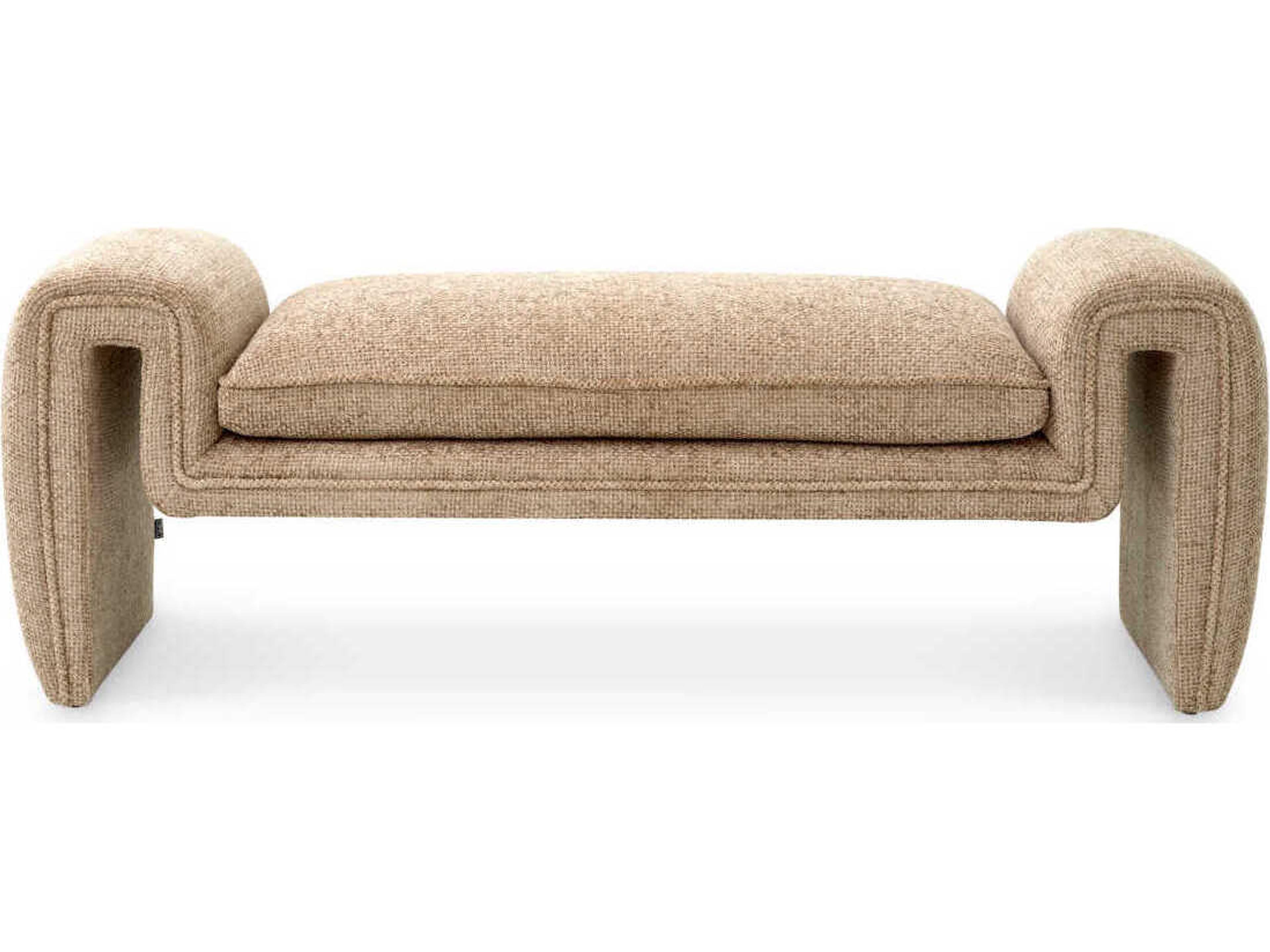 Eichholtz Tondo Lyssa Sand Beige Upholstered Accent Bench