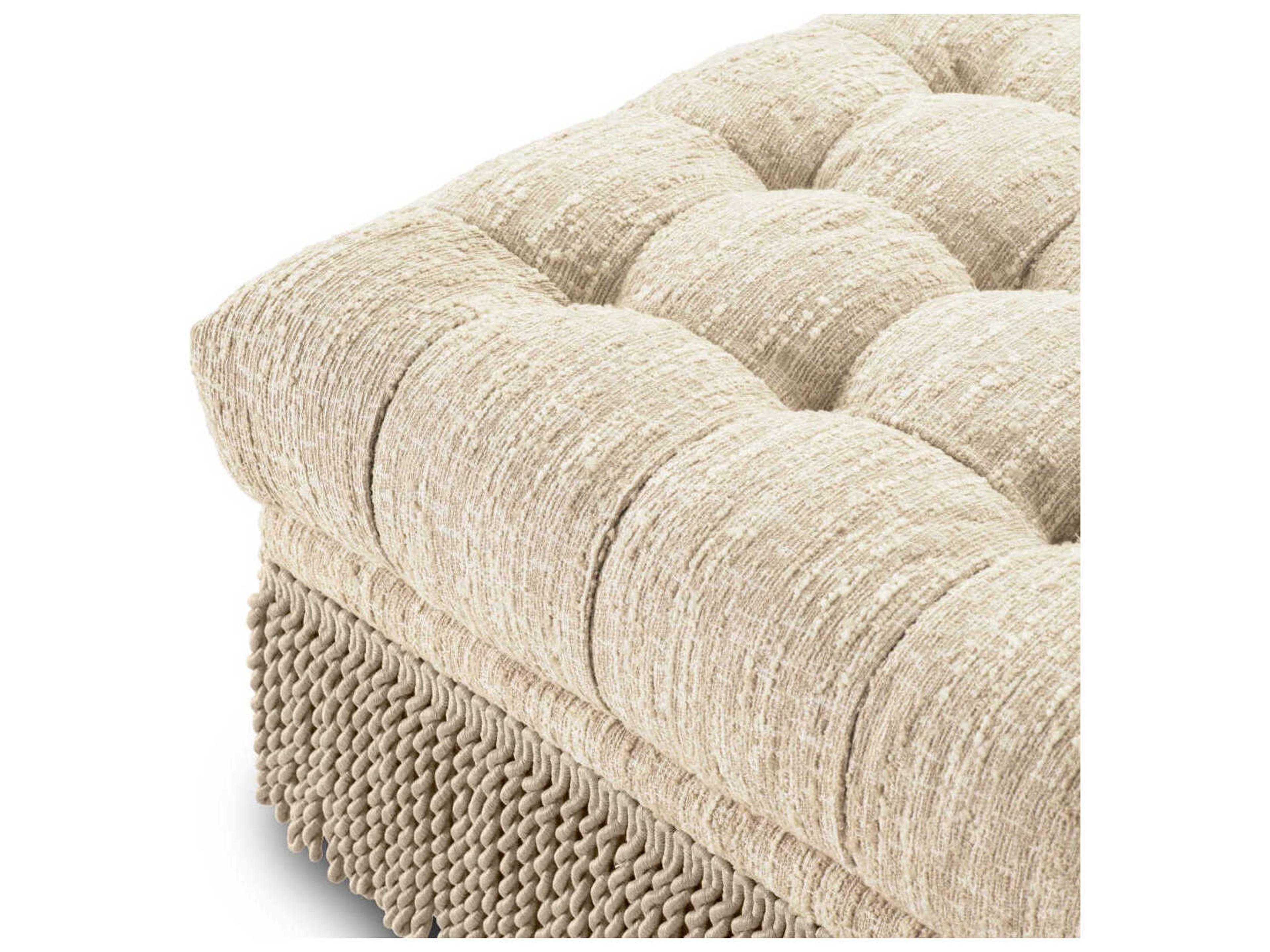 Eichholtz Dorantes Boucle Sonata Cream Upholstered Ottoman
