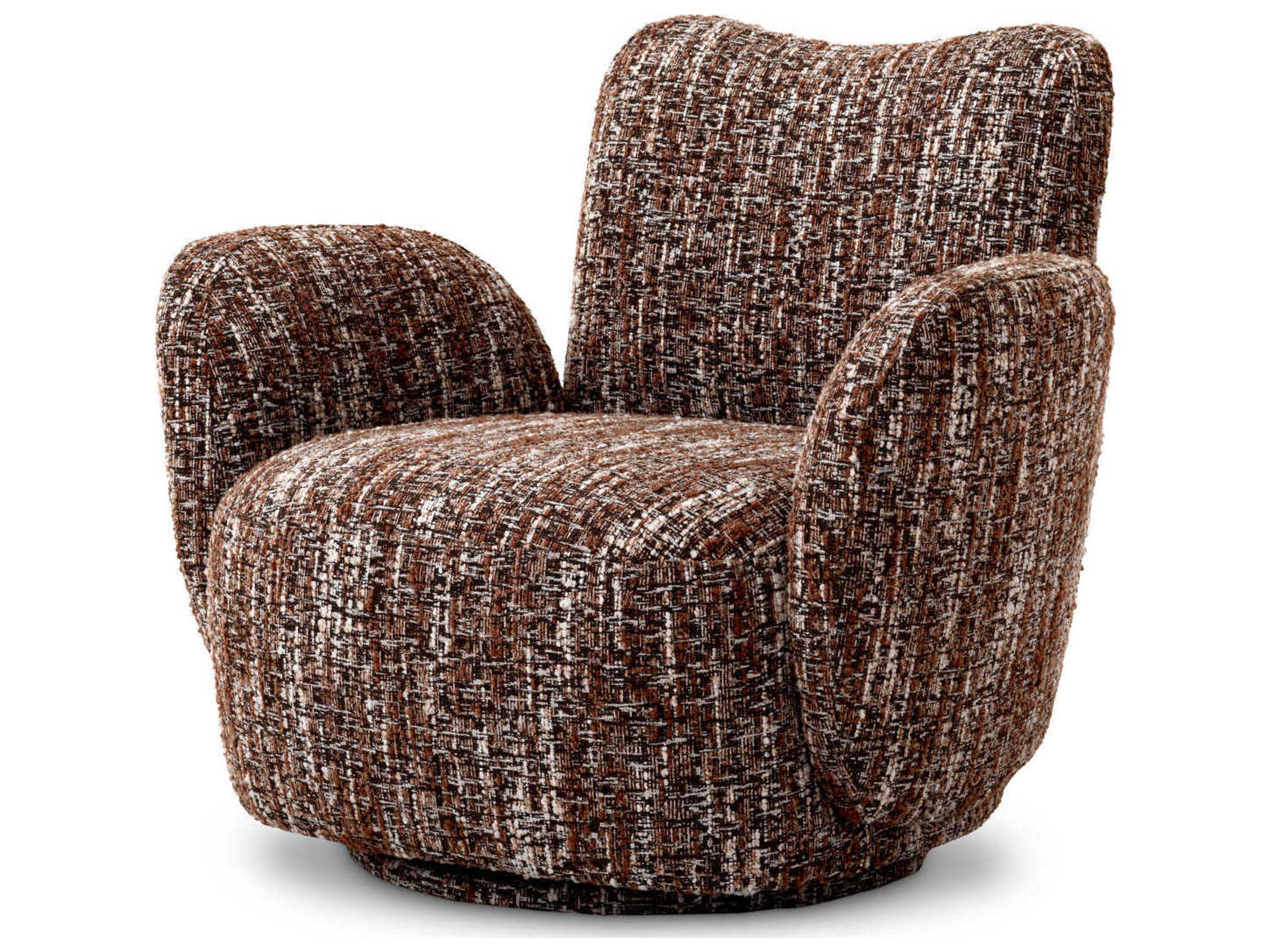 Merida Swivel Accent Chair in Red Bouclé