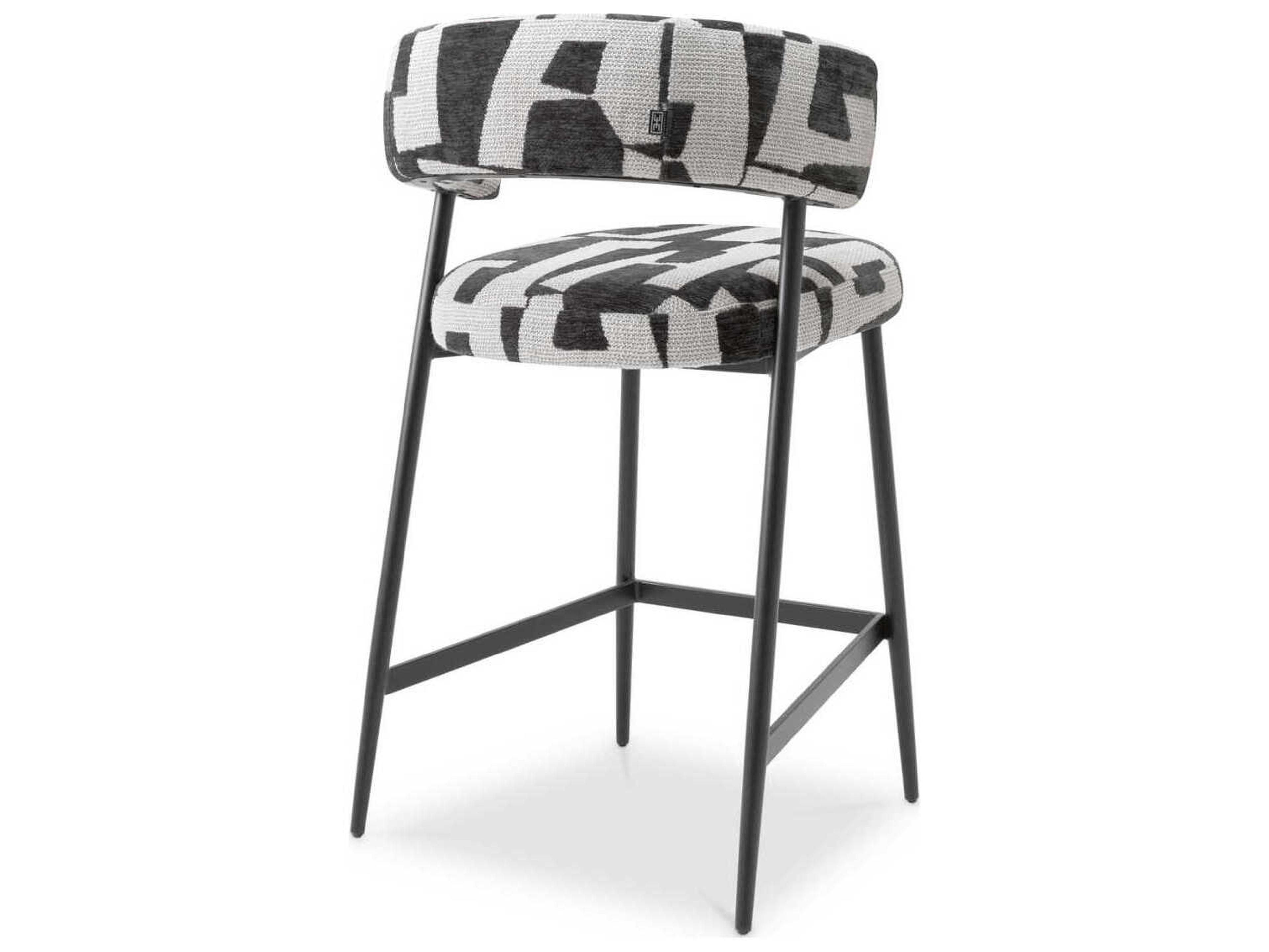 Eichholtz Folsom Brooklyn Black Legs Upholstered Counter Stool