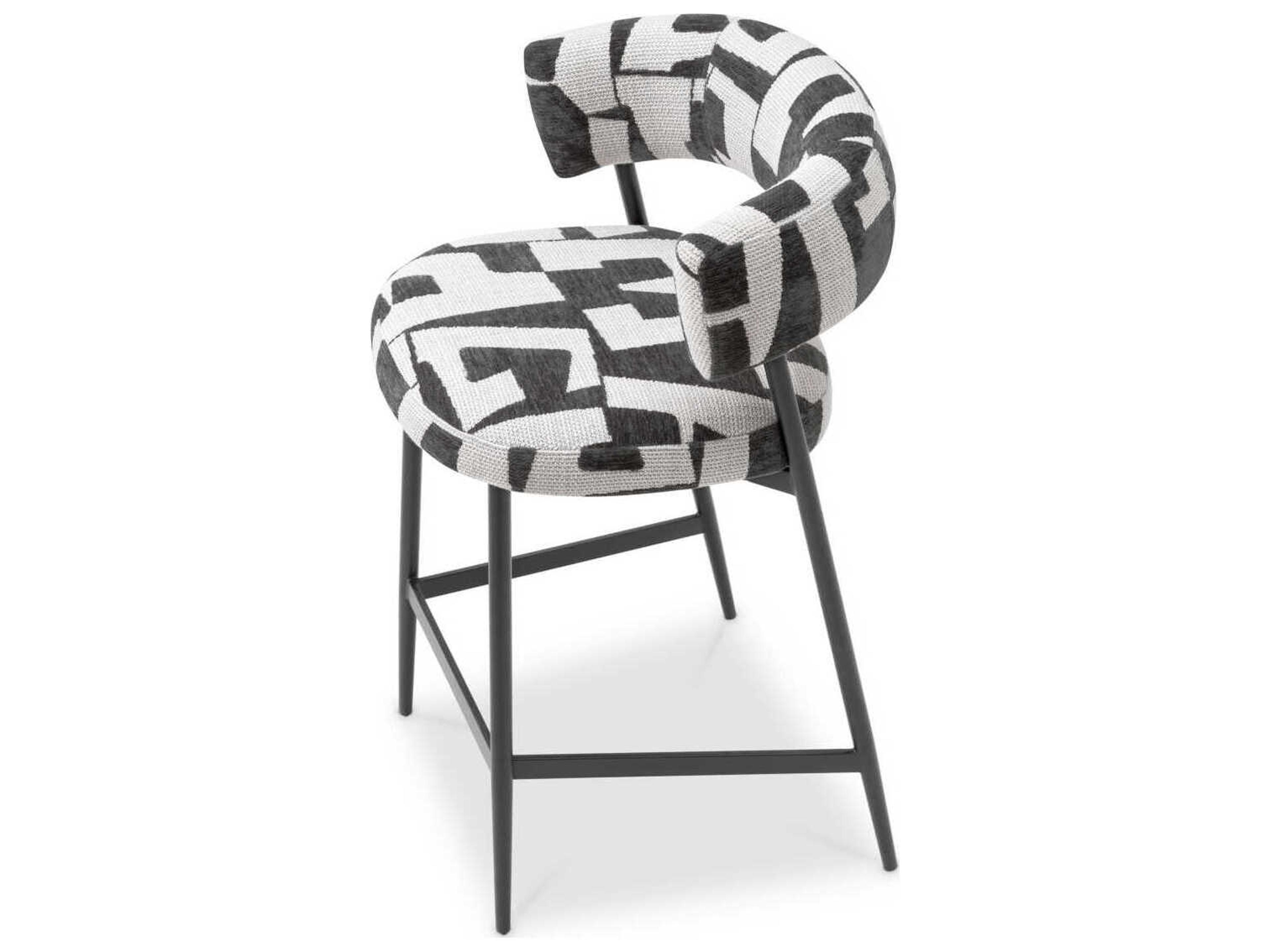 Eichholtz Folsom Brooklyn Black Legs Upholstered Counter Stool