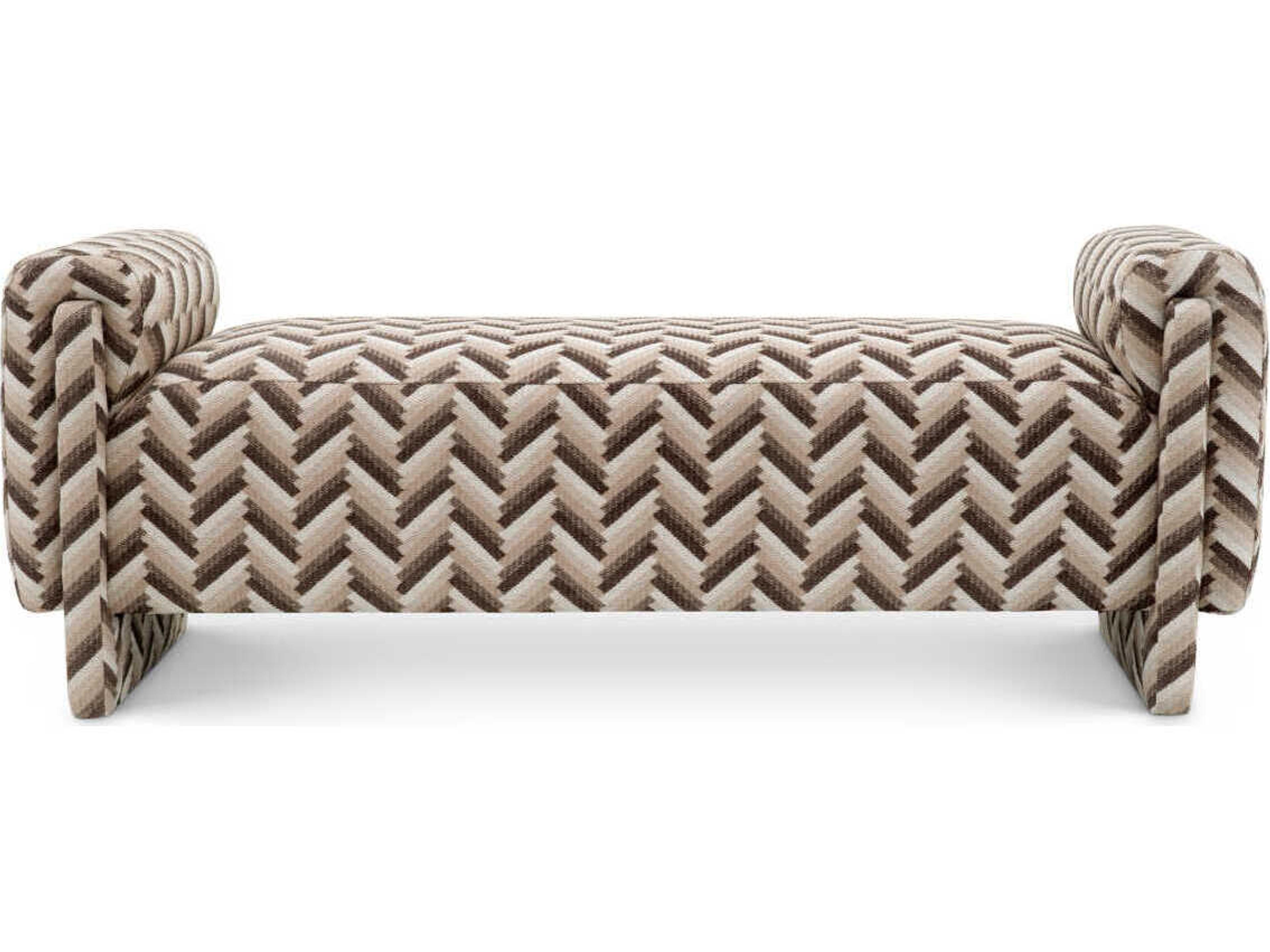 Eichholtz Del Chevron Brown Upholstered Accent Bench