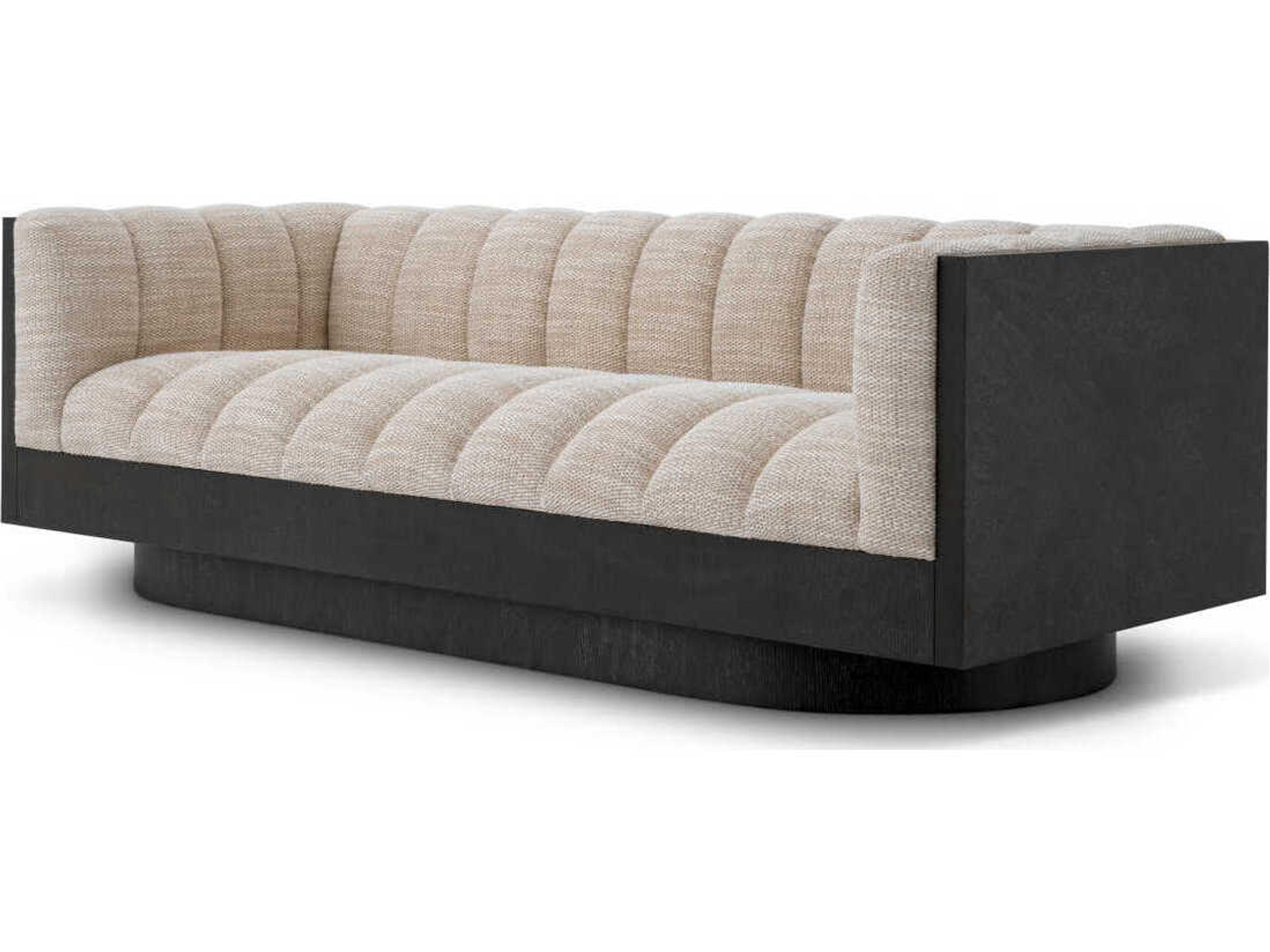 Davide Skyward Sand Oak Veneer Beige Upholstered Sofa