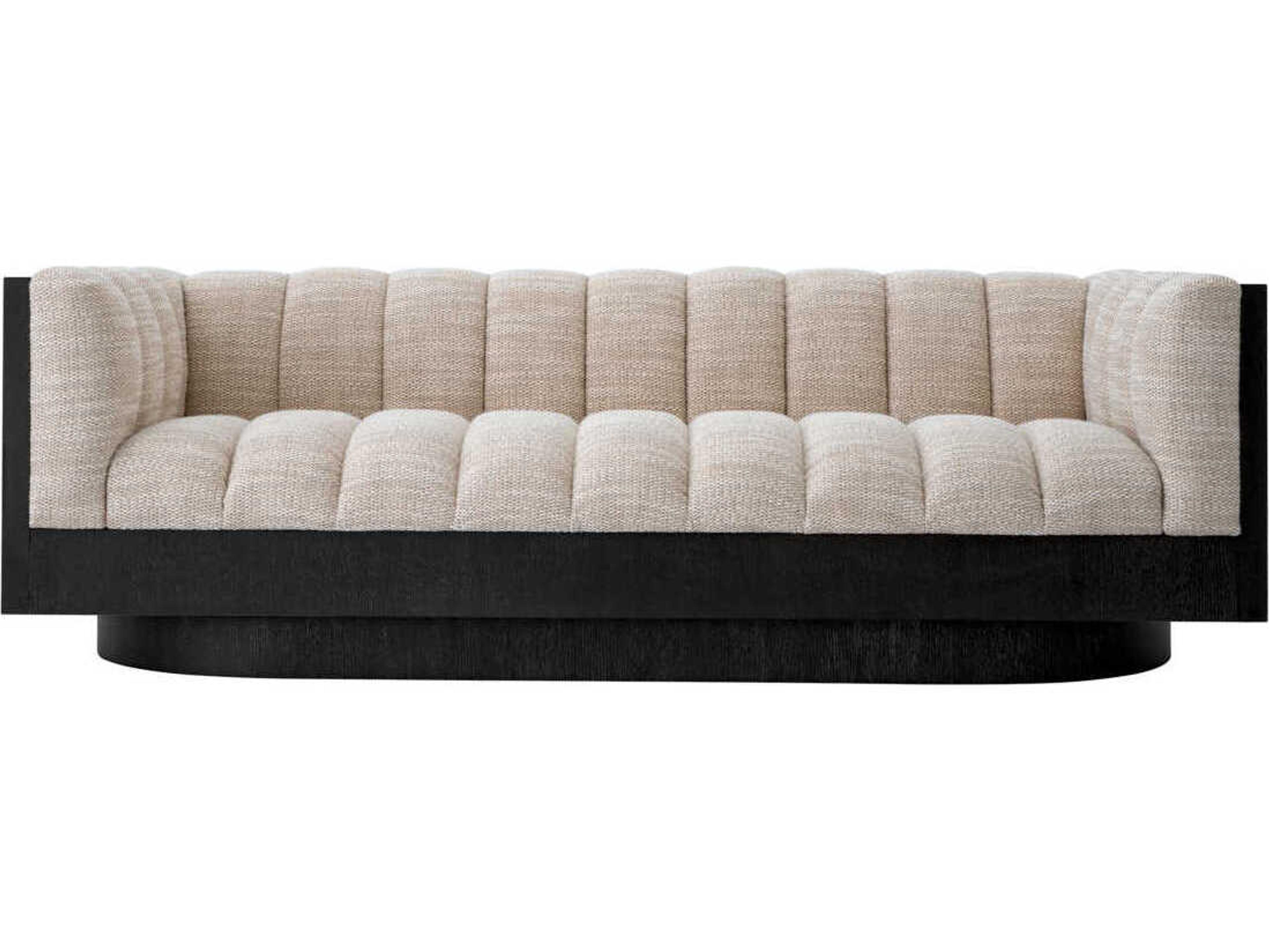 Eichholtz Davide Skyward Sand Oak Veneer Beige Upholstered Sofa
