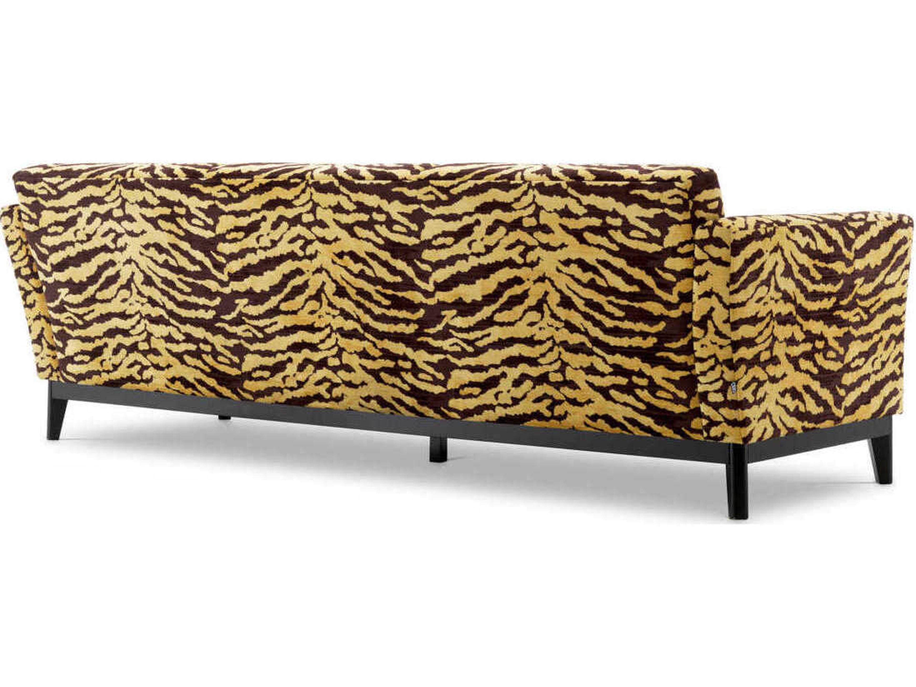 Eichholtz Flux Tigris Brown Black Frame Upholstered Sofa