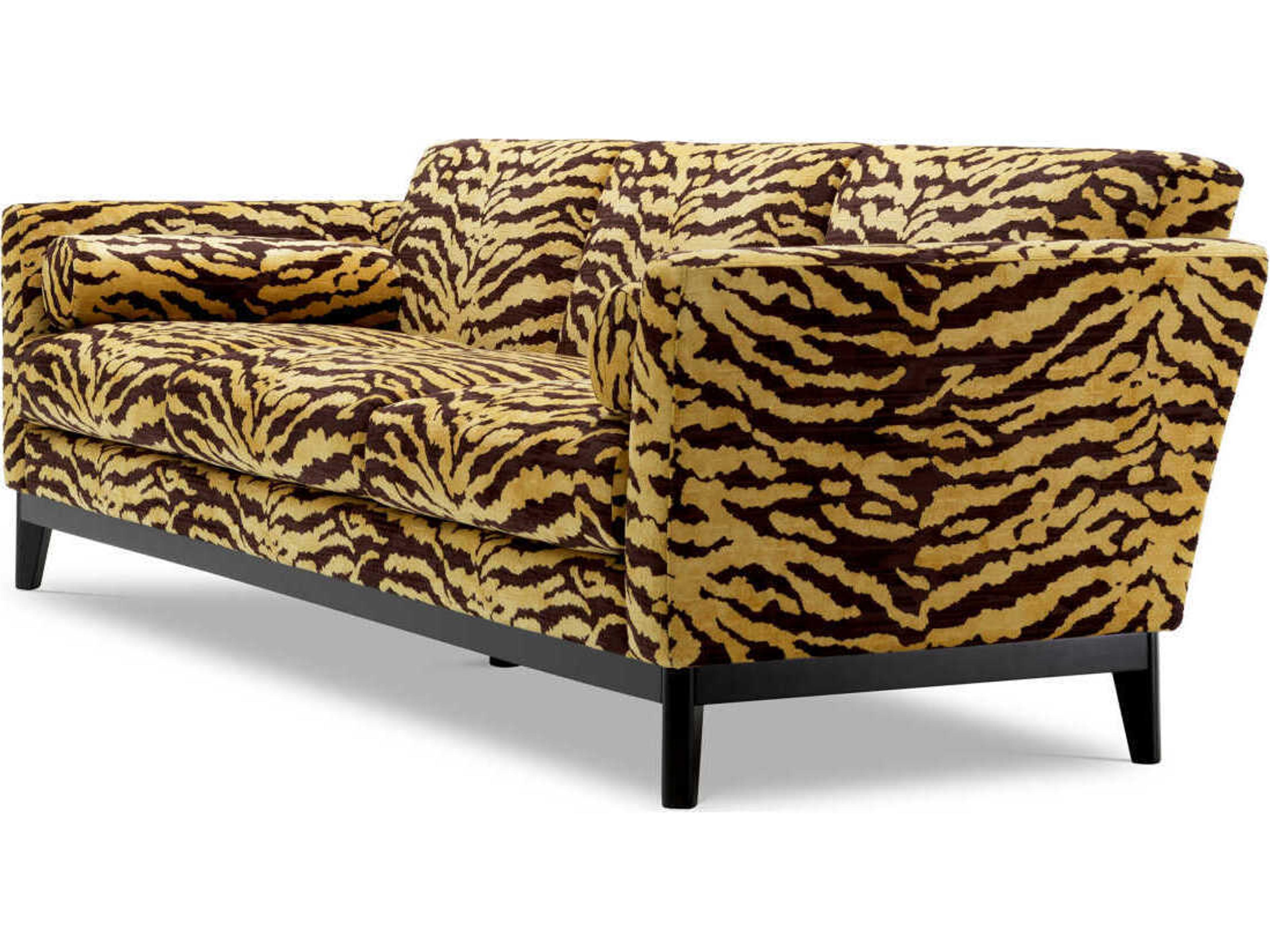 Eichholtz Flux Tigris Brown Black Frame Upholstered Sofa