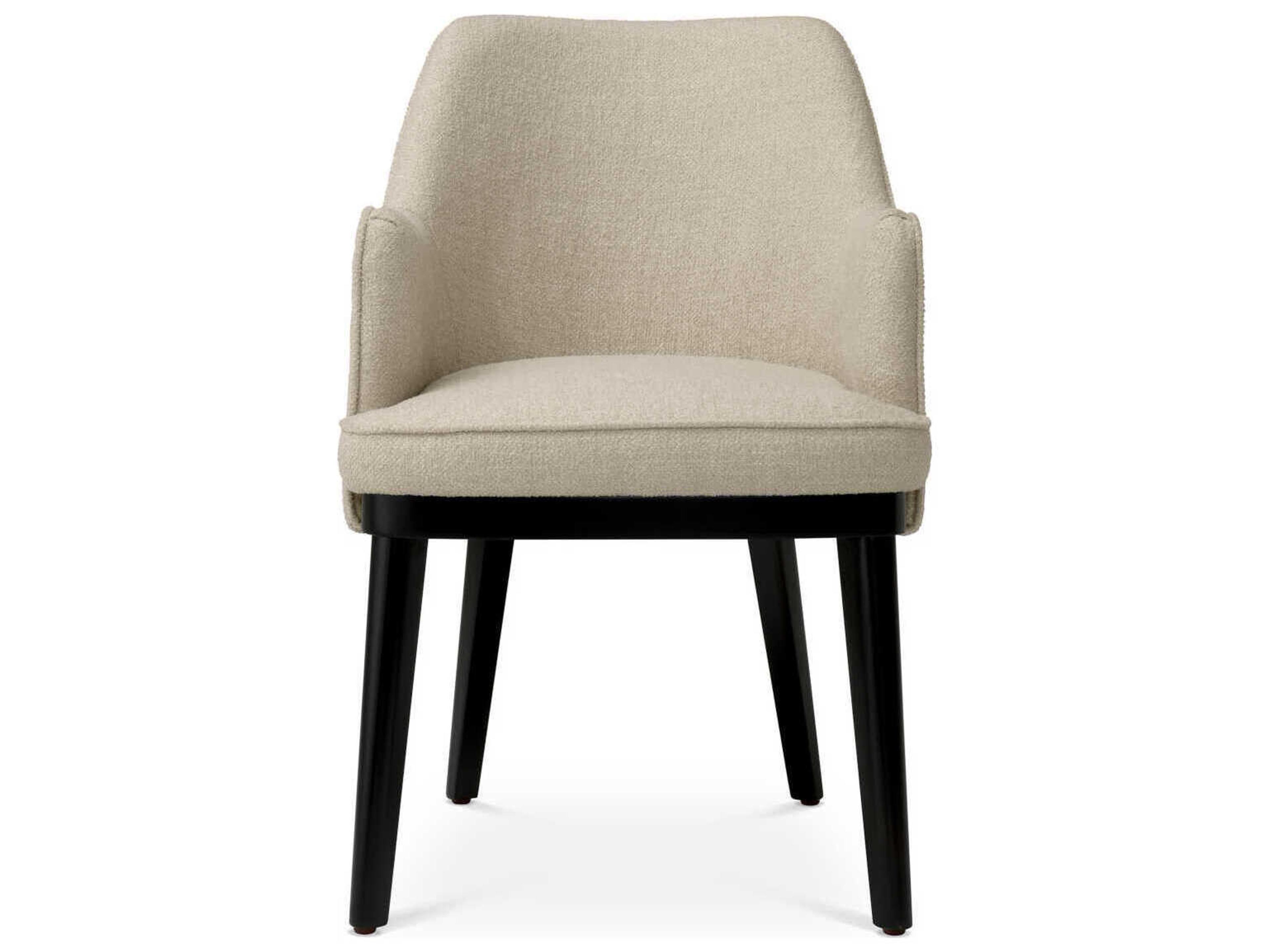 Eichholtz Lavinia Hardwood Black Upholstered Arm Dining Chair