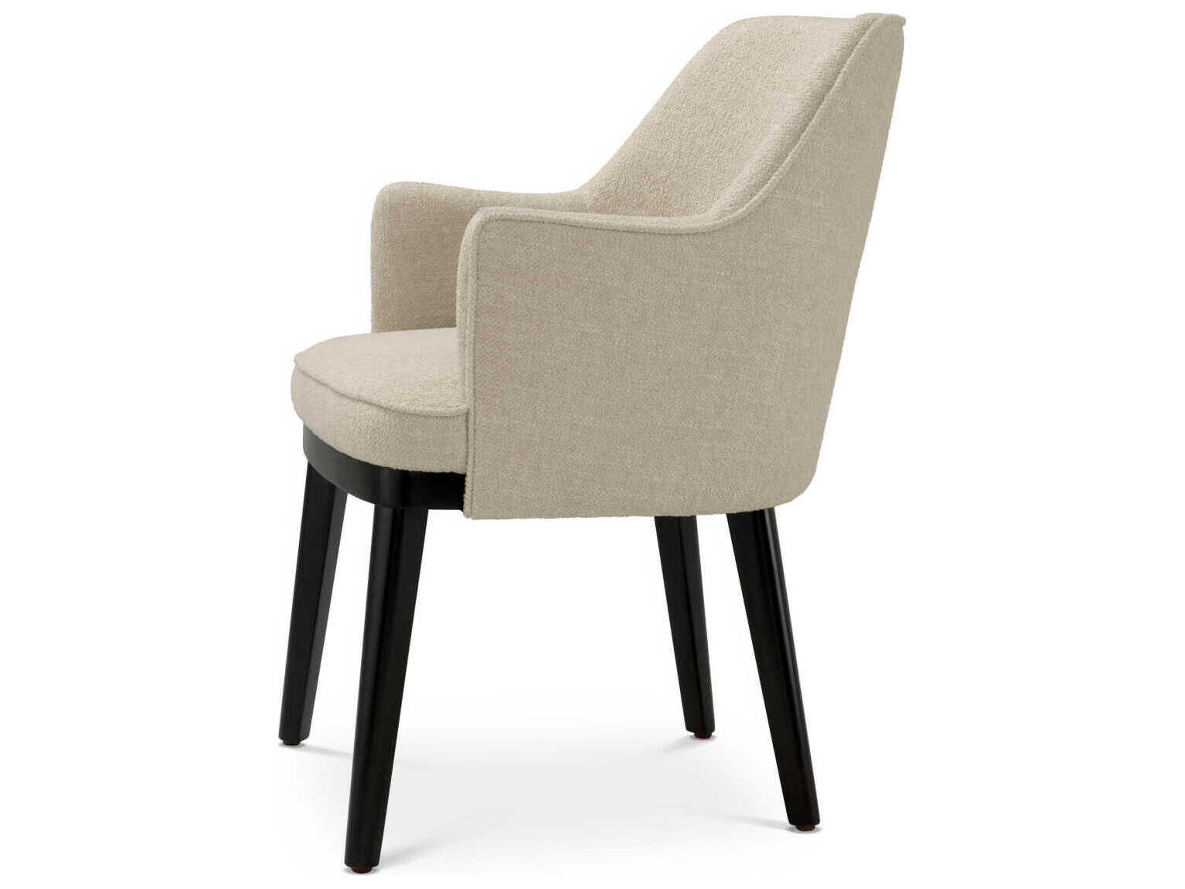 Eichholtz Lavinia Hardwood Black Upholstered Arm Dining Chair
