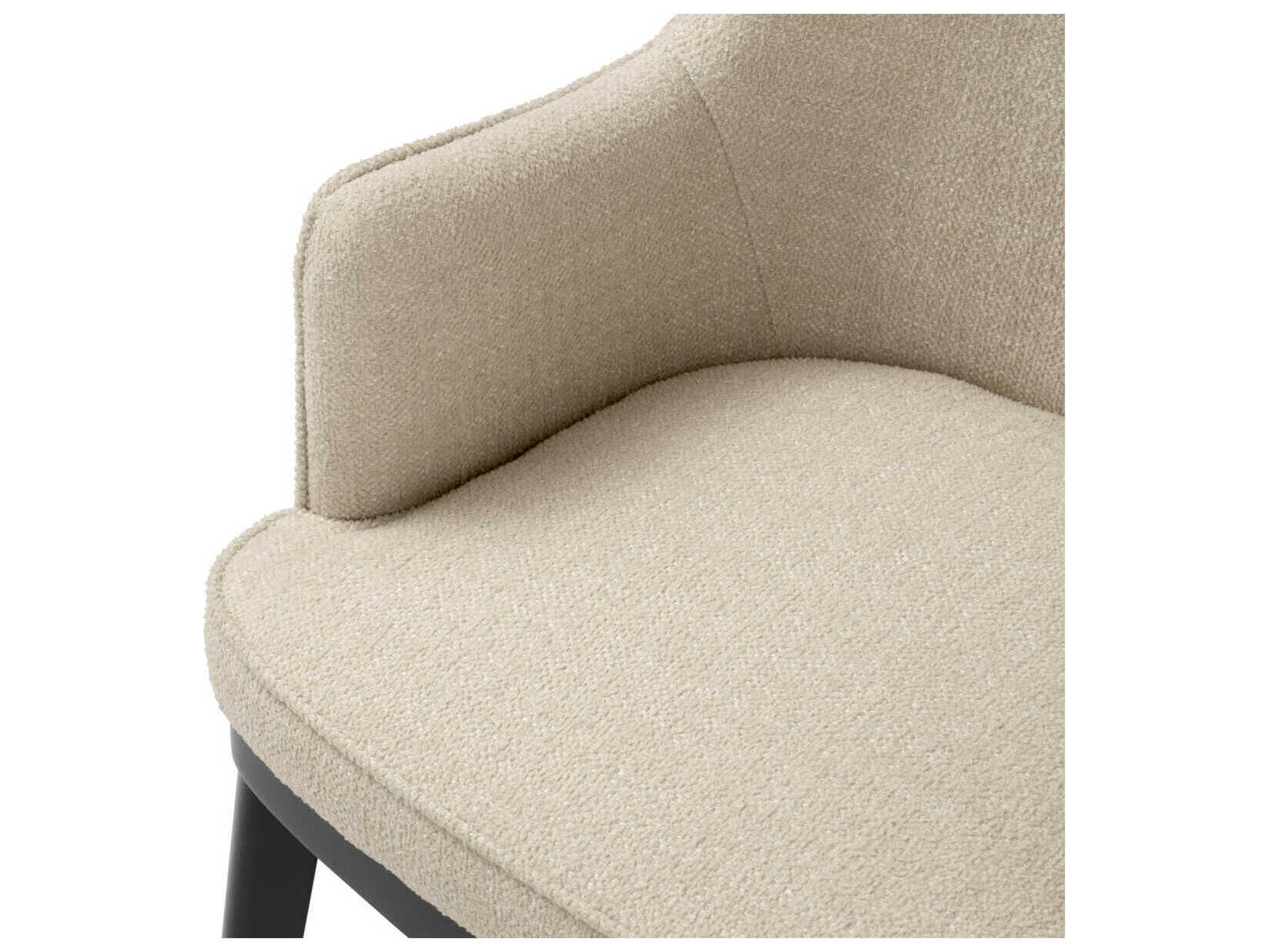 Eichholtz Lavinia Hardwood Black Upholstered Arm Dining Chair