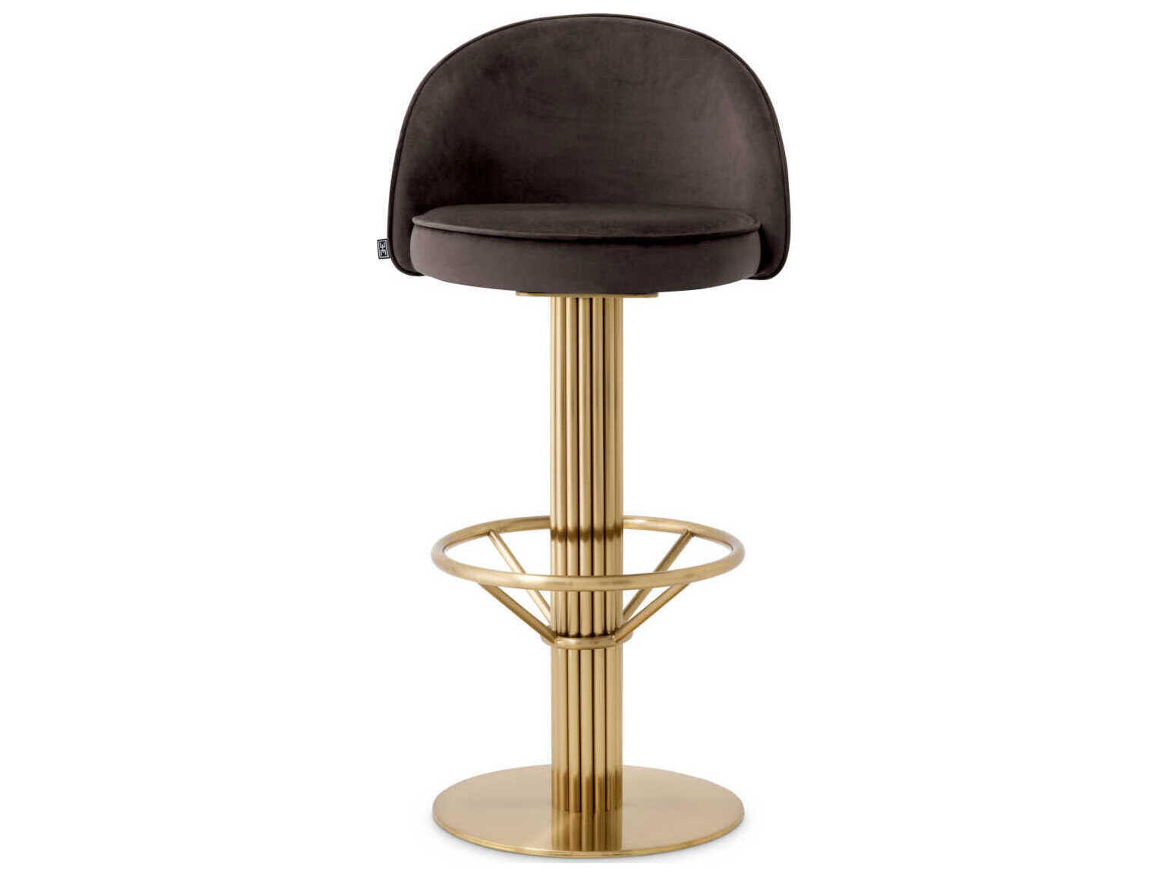 Eichholtz Dorland Velvet Upholstered Swivel Bar Stool