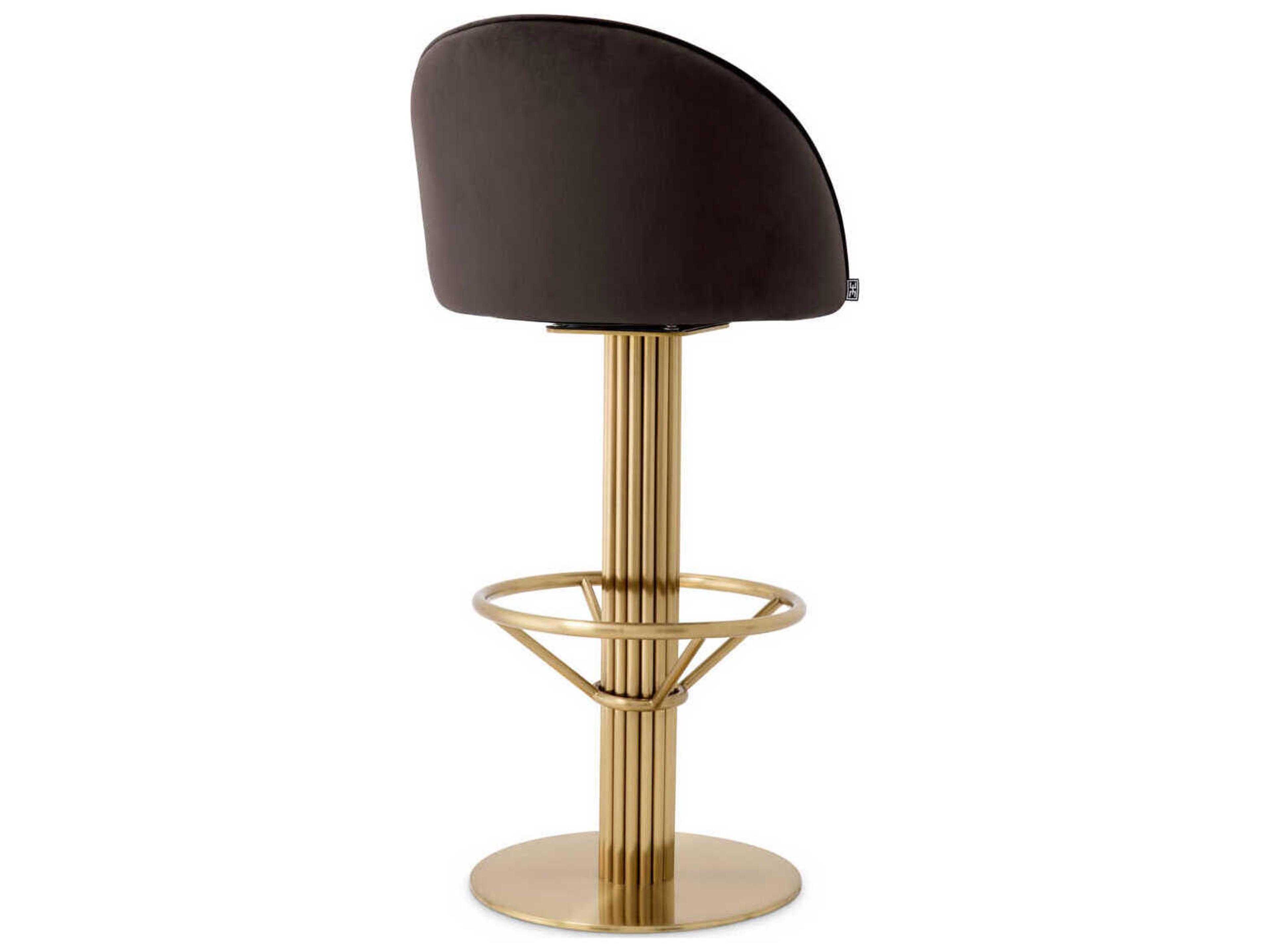 Eichholtz Dorland Velvet Upholstered Swivel Bar Stool