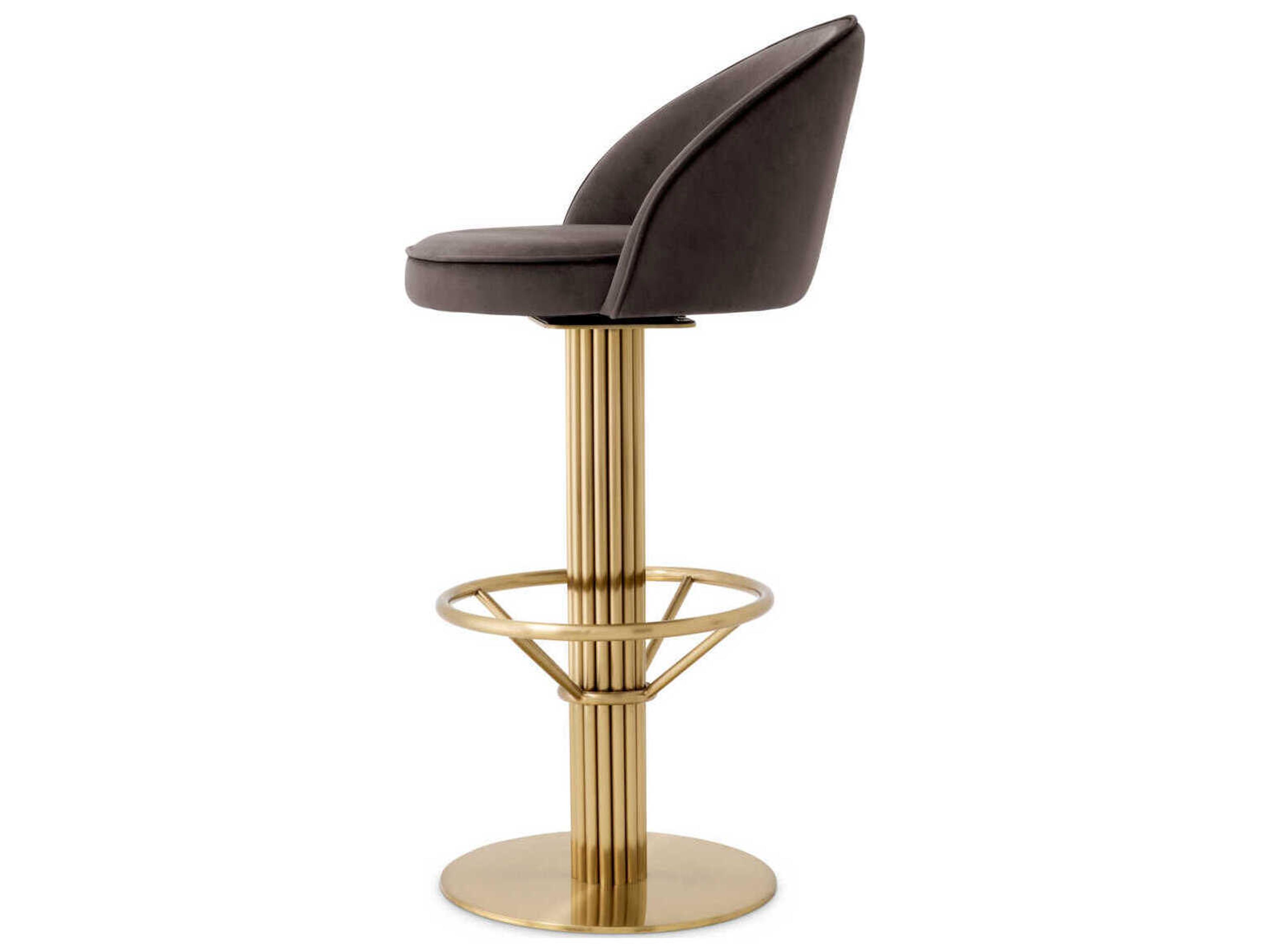 Eichholtz Dorland Velvet Upholstered Swivel Bar Stool