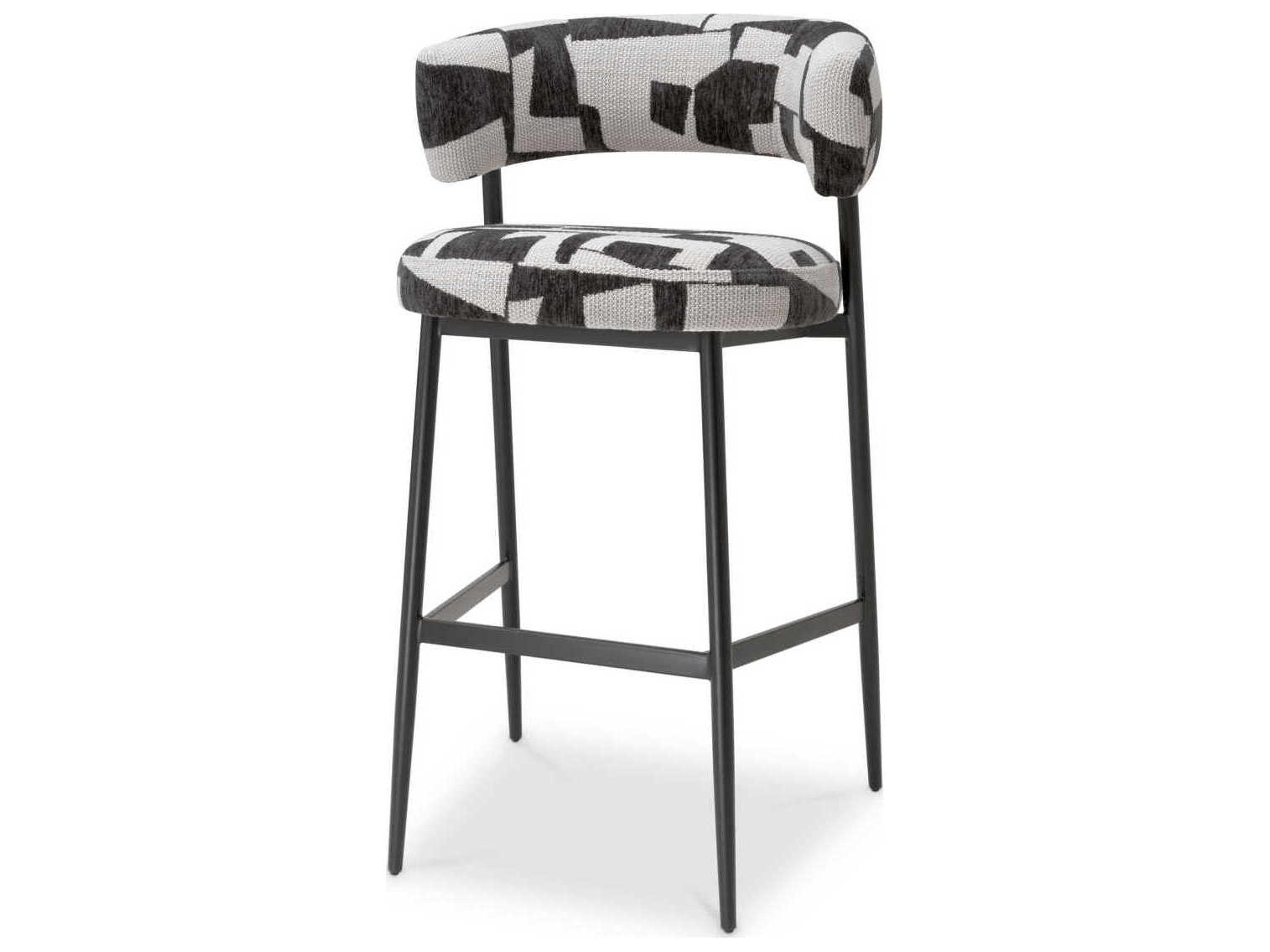 Folsom Bar Stool in Brooklyn Black Upholstered Fabric