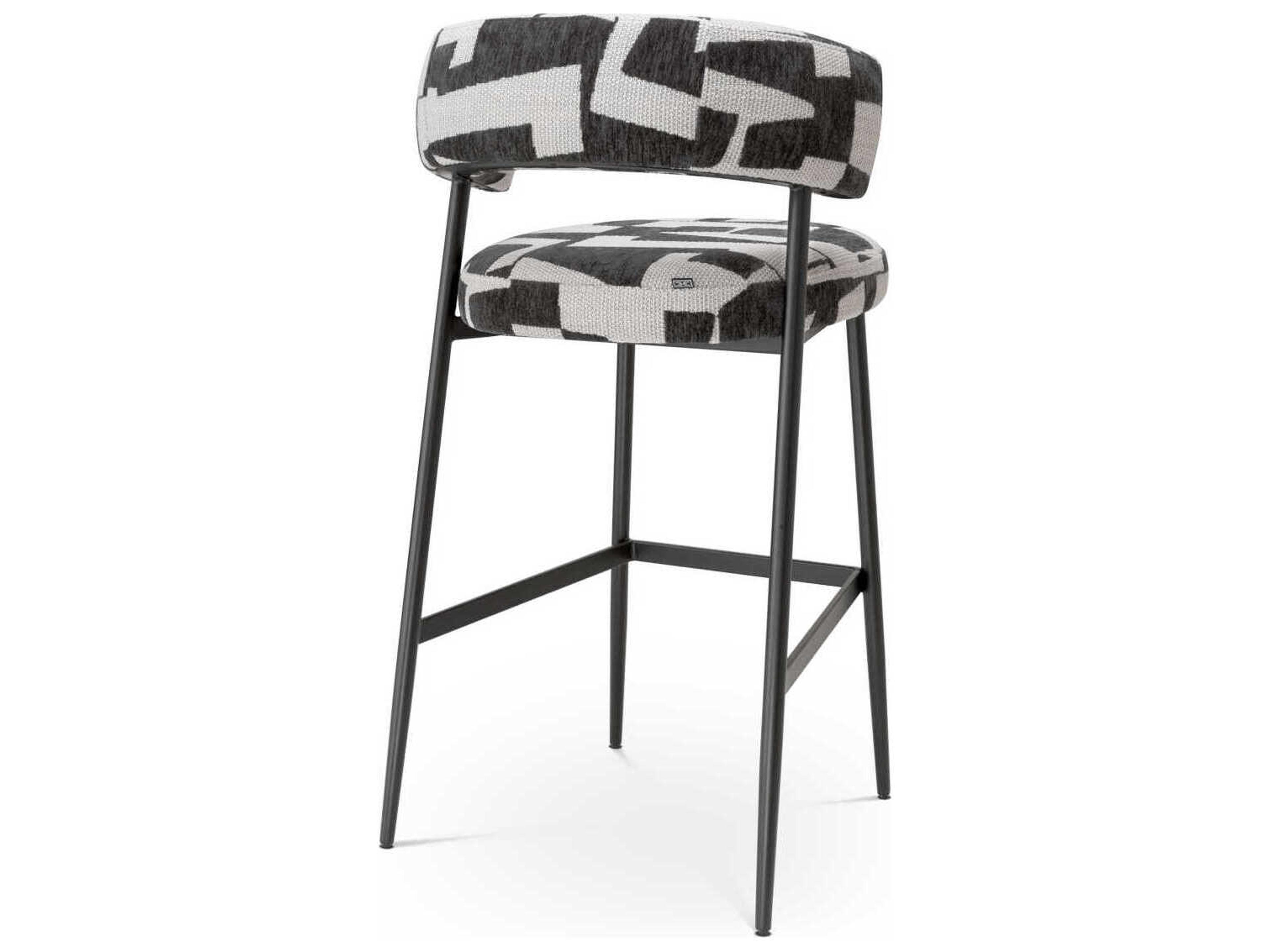 Eichholtz Folsom Brooklyn Black Legs Upholstered Bar Stool