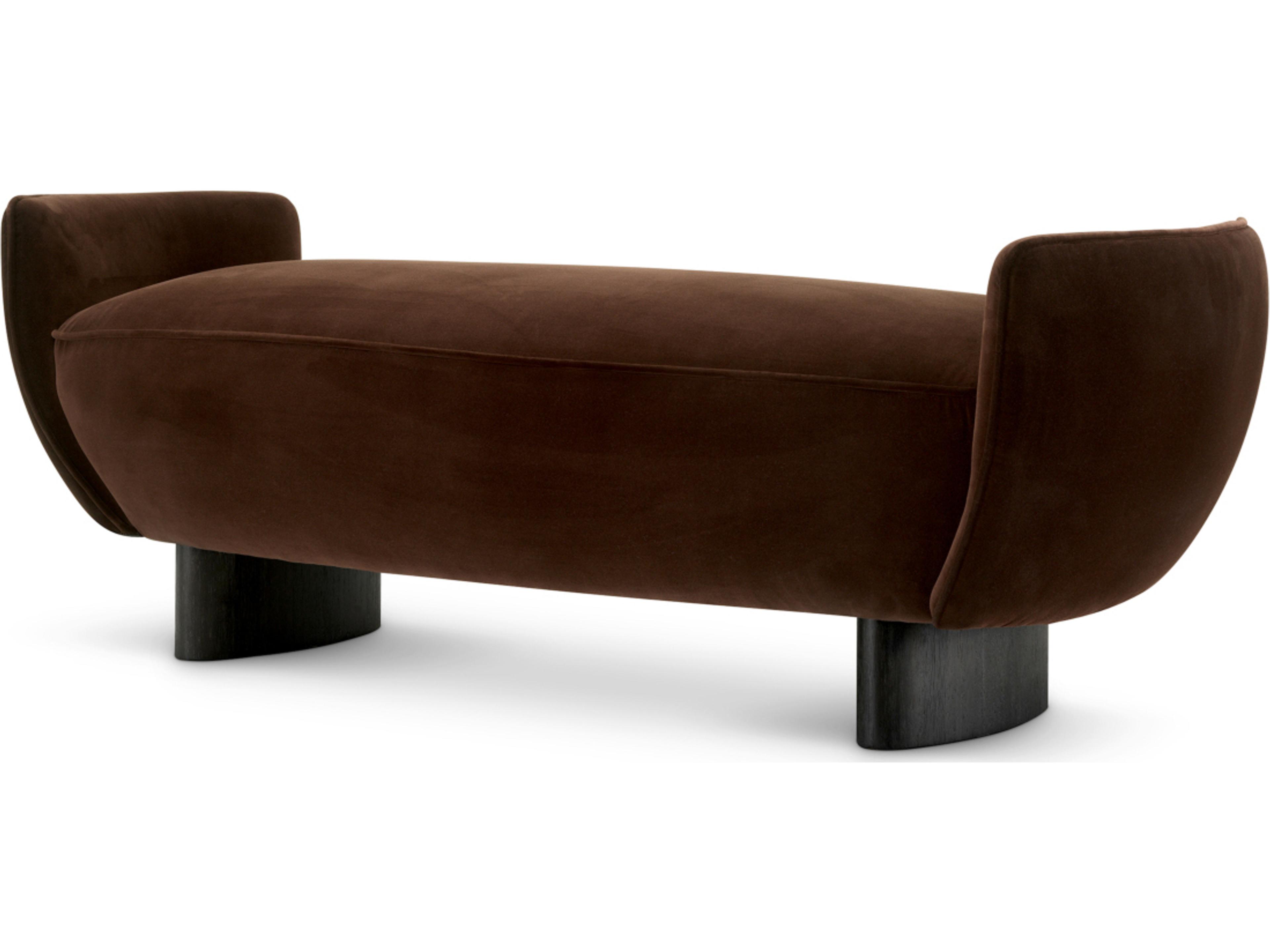 Brown Velvet X Black Legs Upholstered Accent Bench