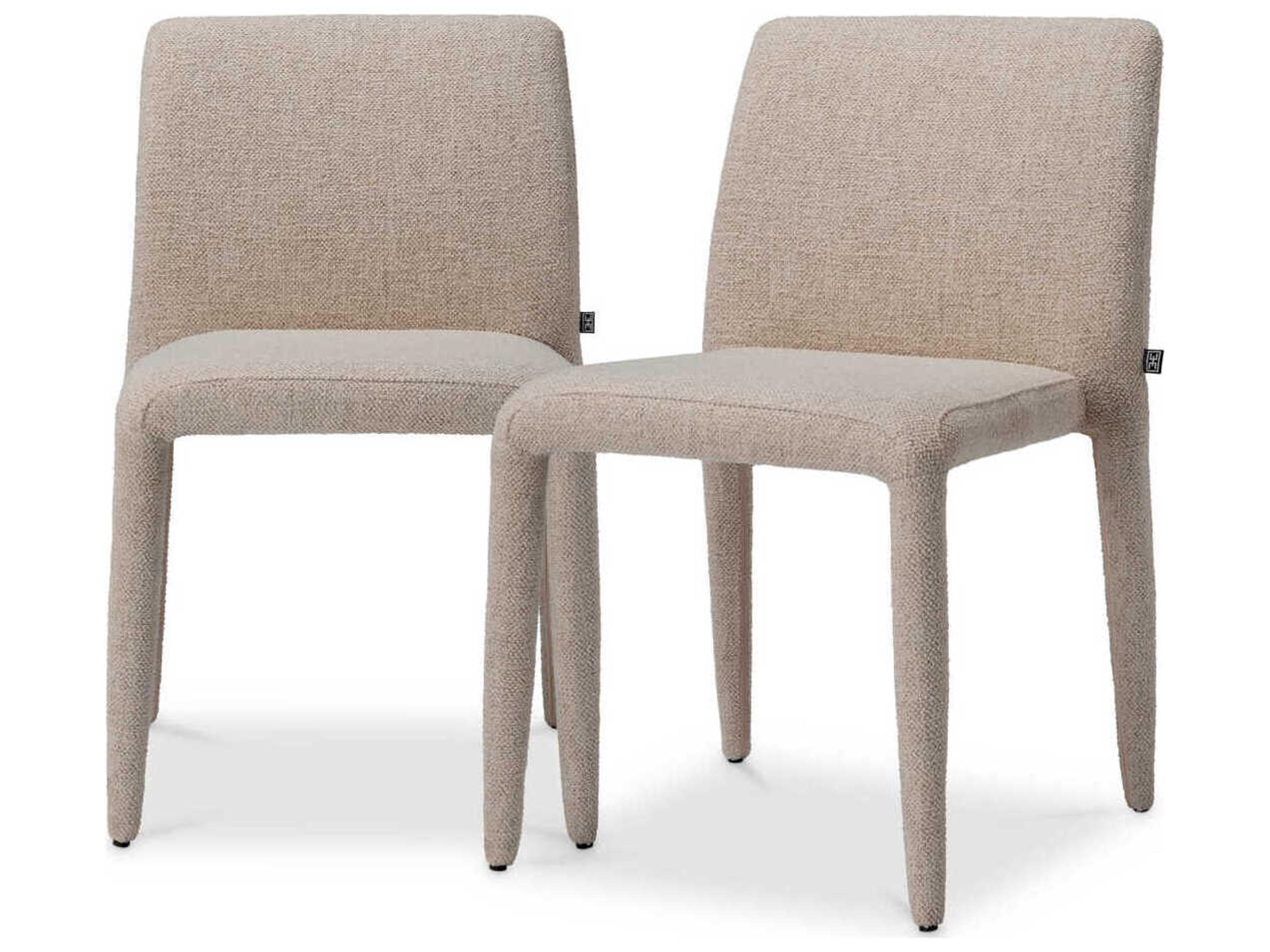 Leiza Beige Upholstered Armless Dining Chair Set of 2