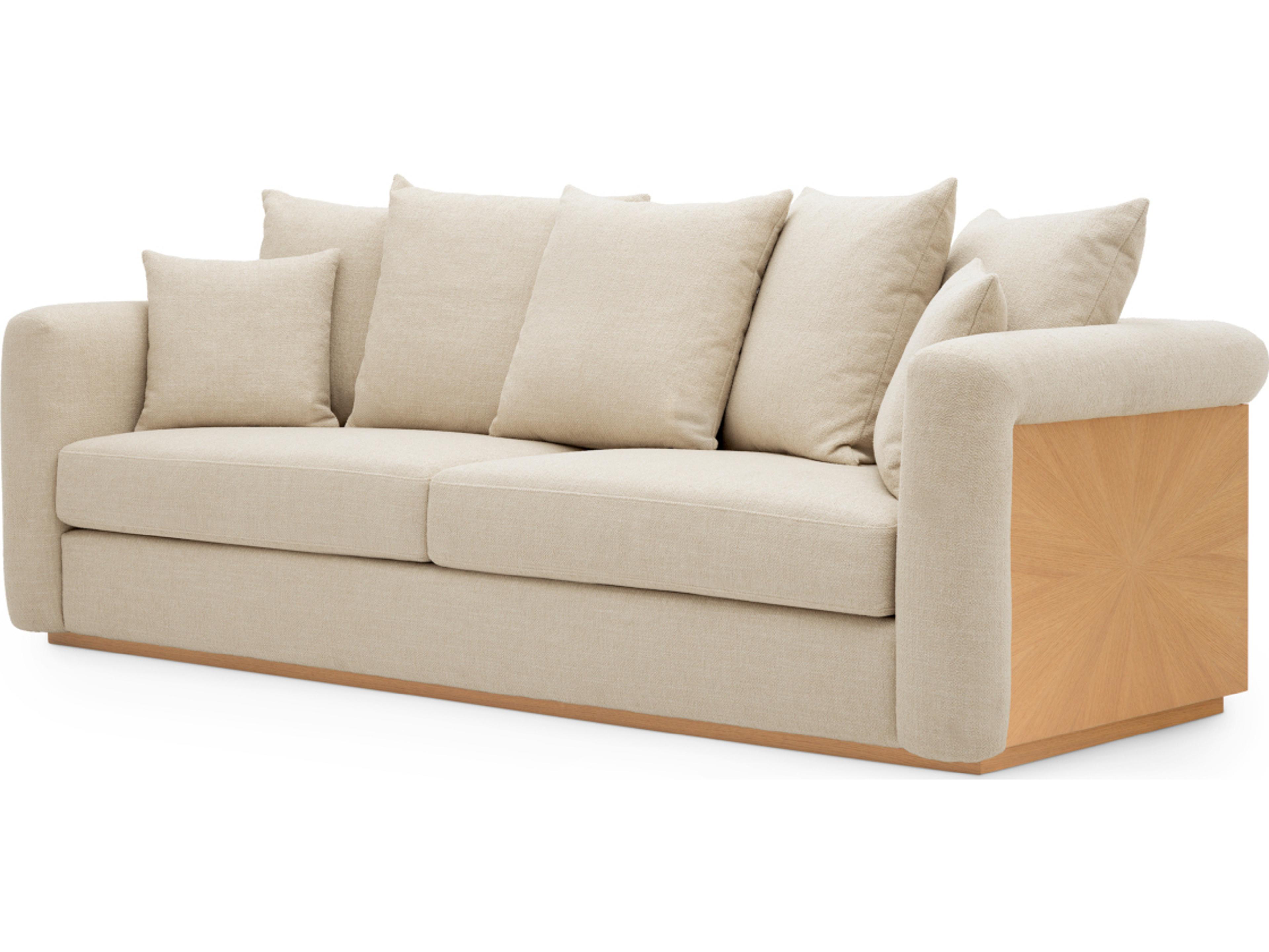 Natural Oak Veneer X Renato Ecru Beige Upholstered Sofa