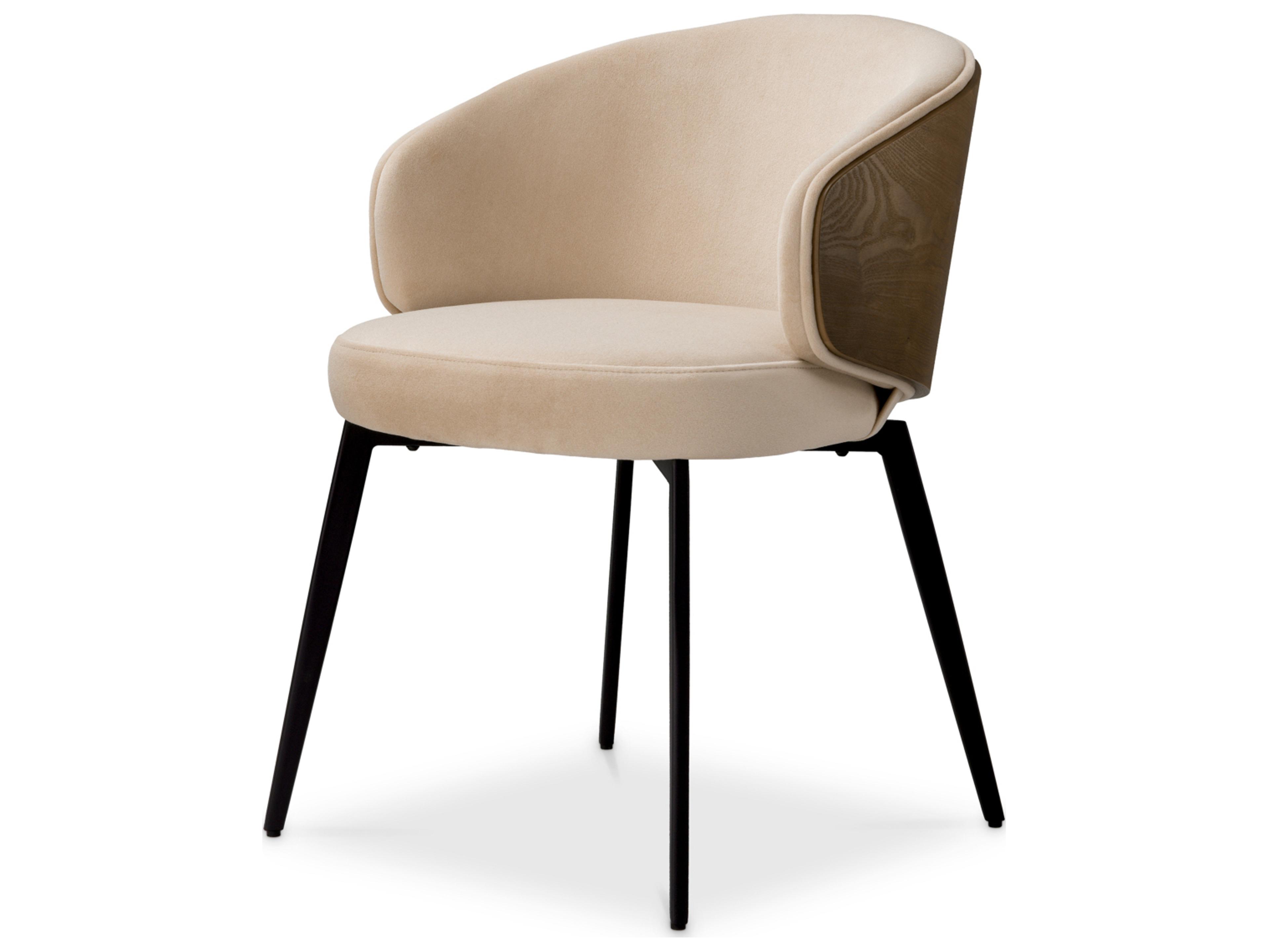 Beige Upholstered Arm Dining Chair