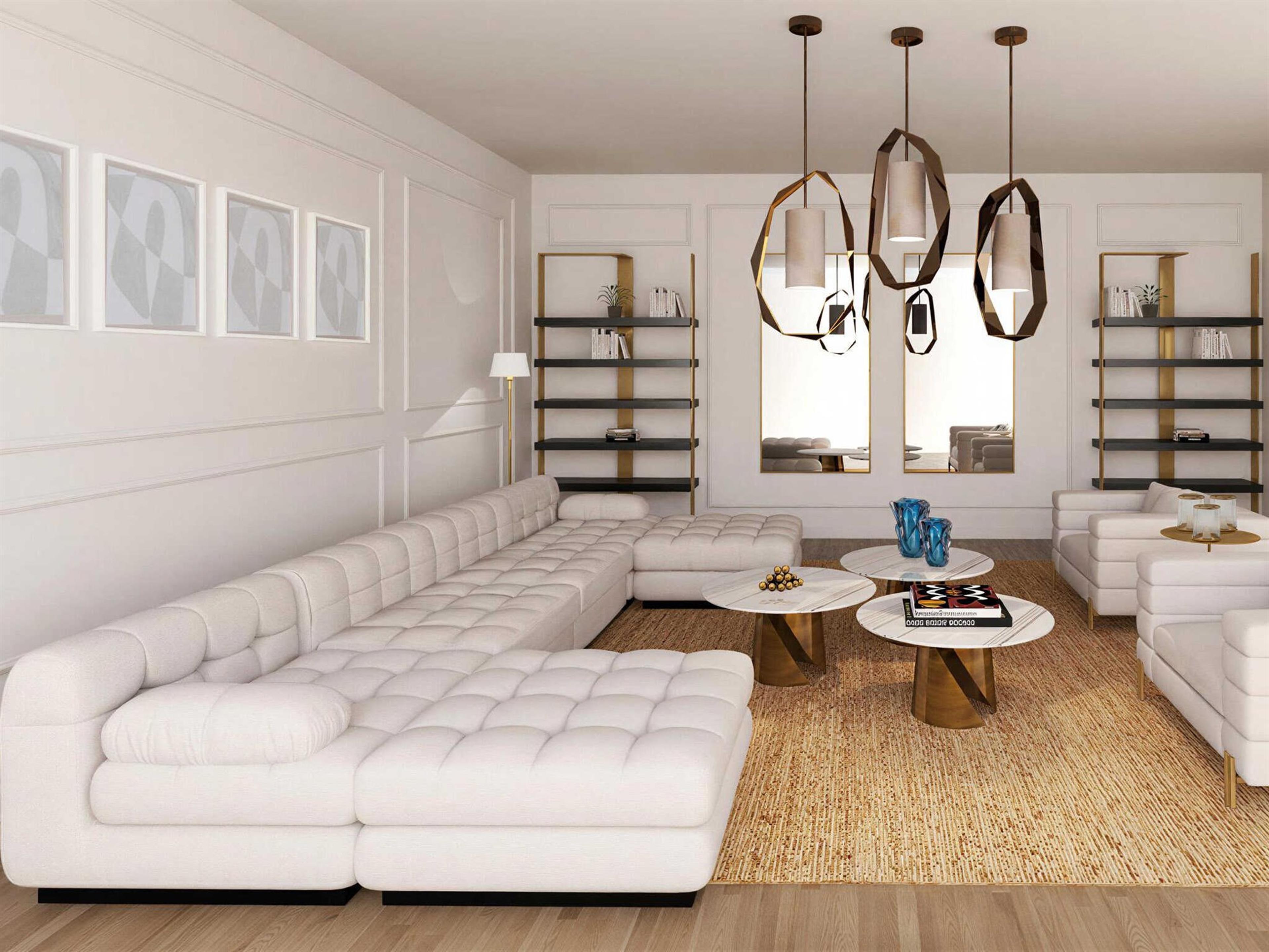 Dean Lounge Set Cream Boucle Modular