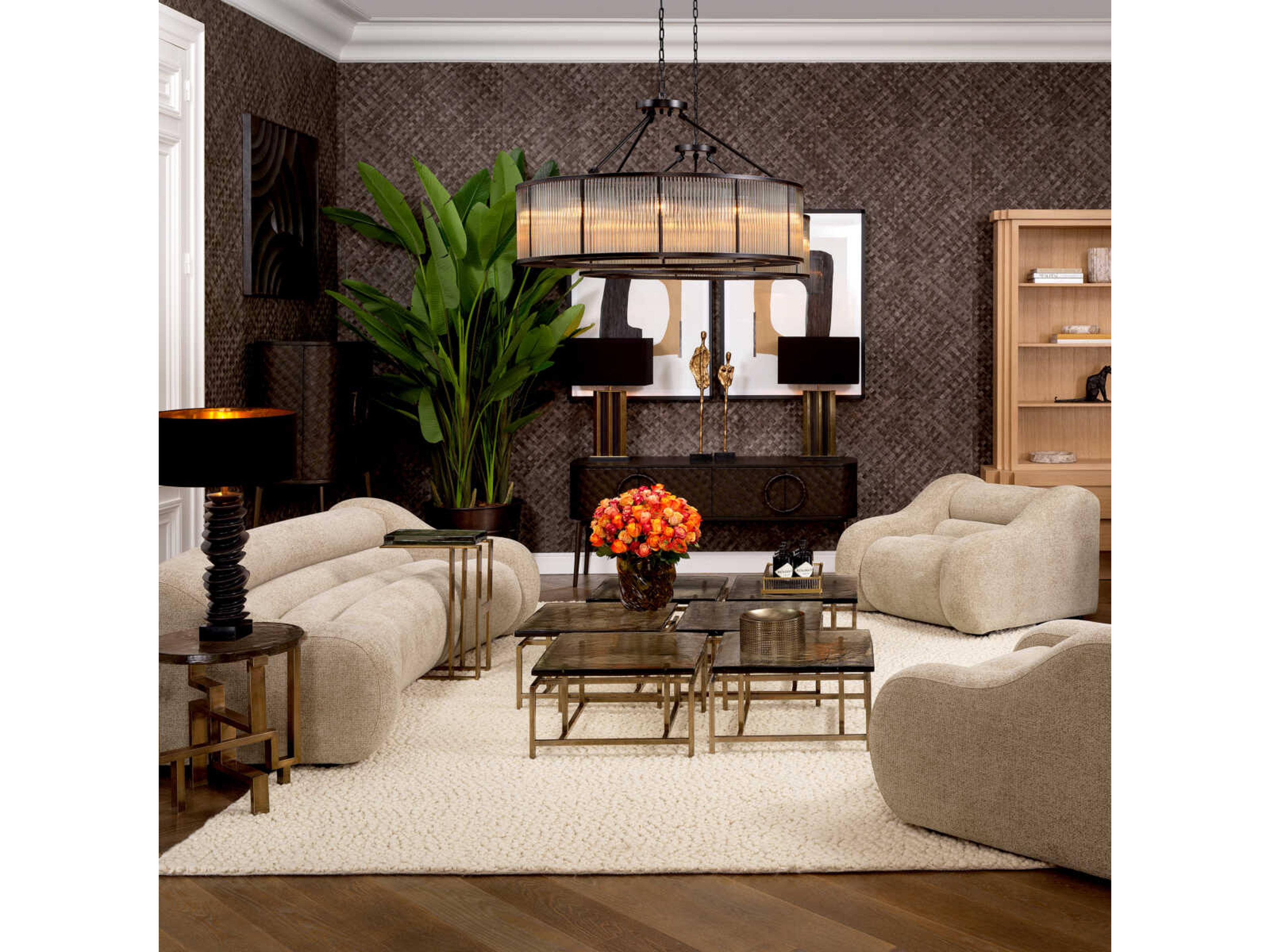 Eichholtz Carbone Beige Upholstered Sofa Set