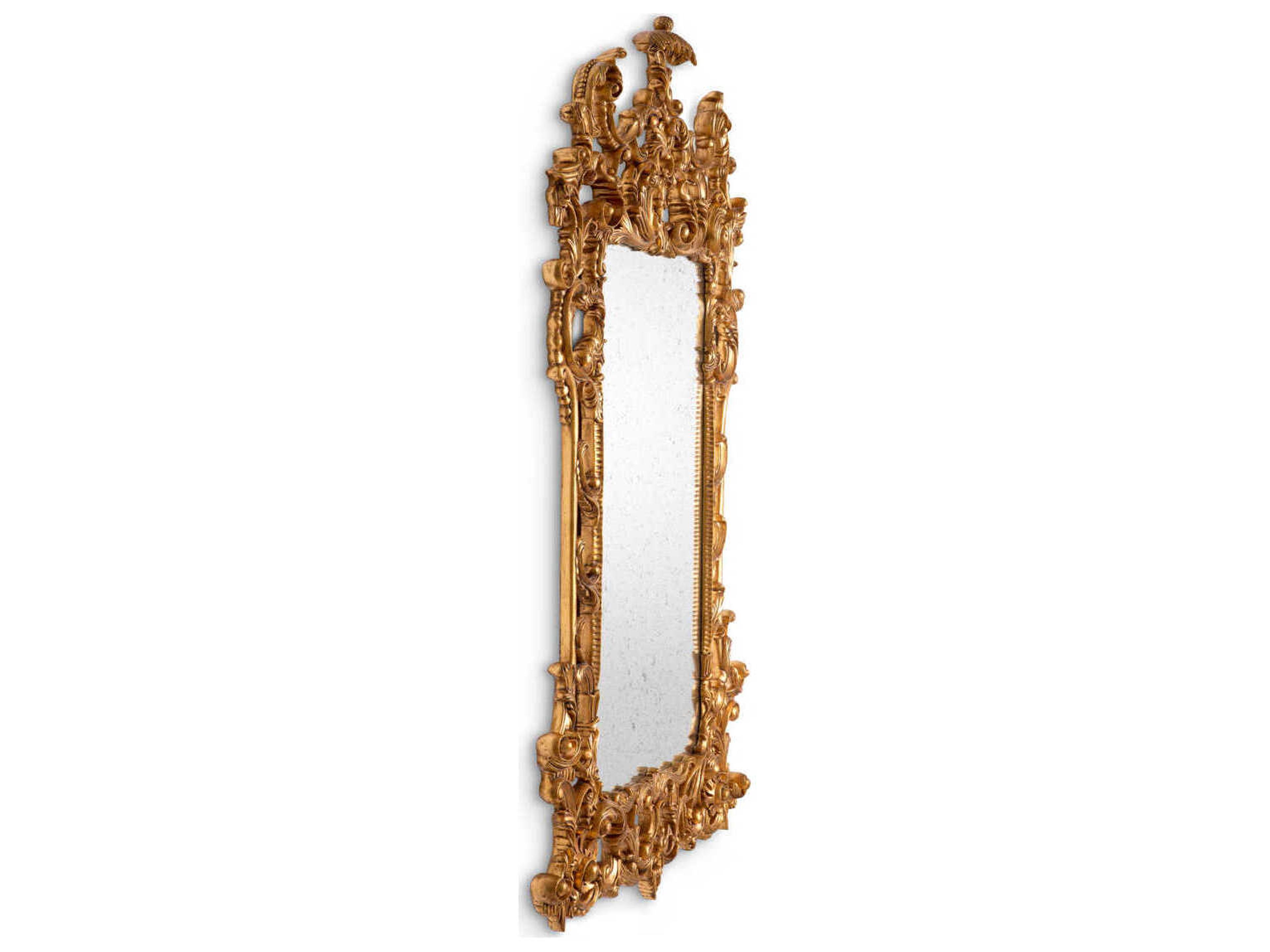 Eichholtz Rococo Antique Gold Mirror Glass Wall Vertical