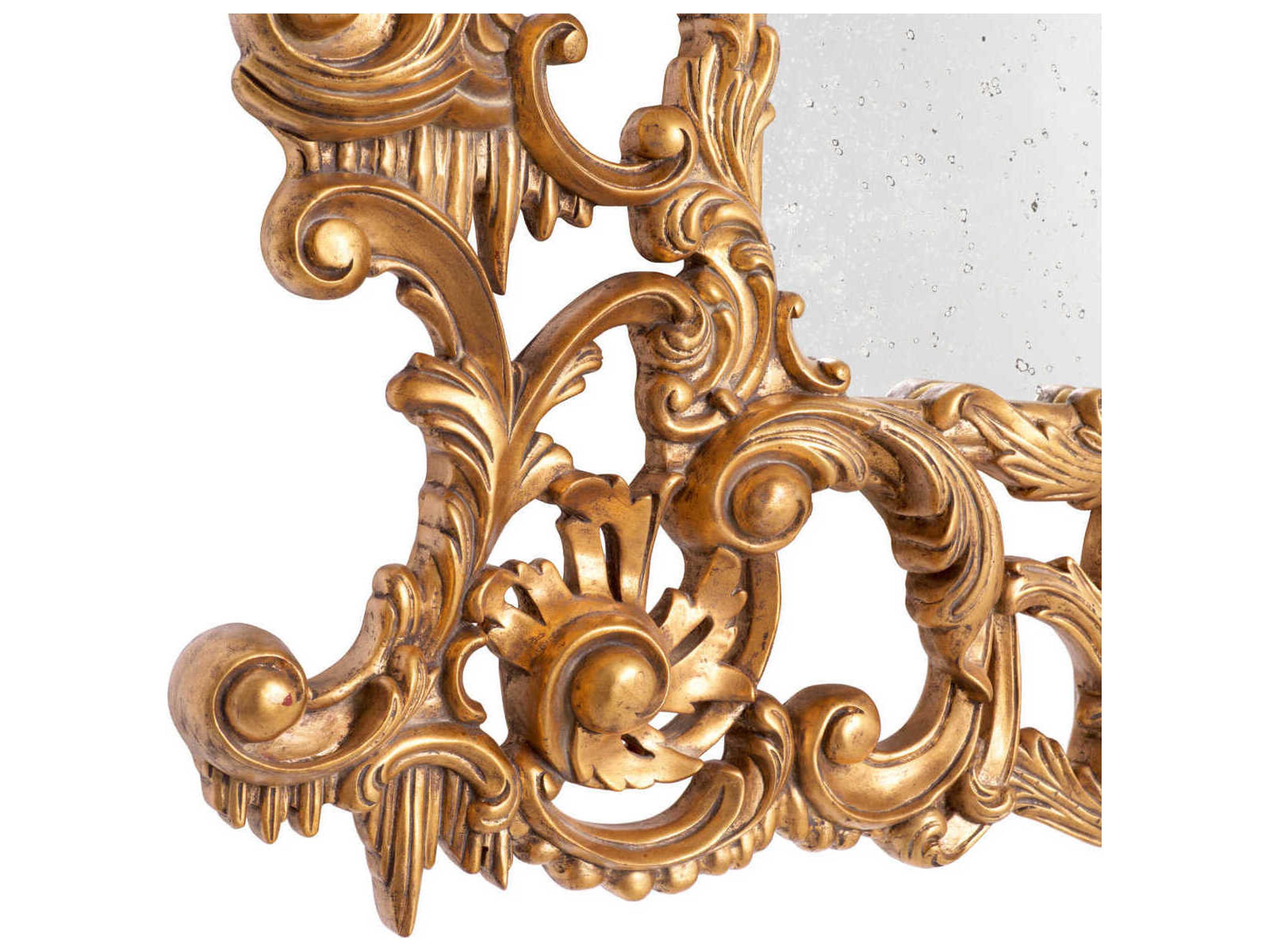 Eichholtz Rococo Antique Gold Mirror Glass Wall Vertical